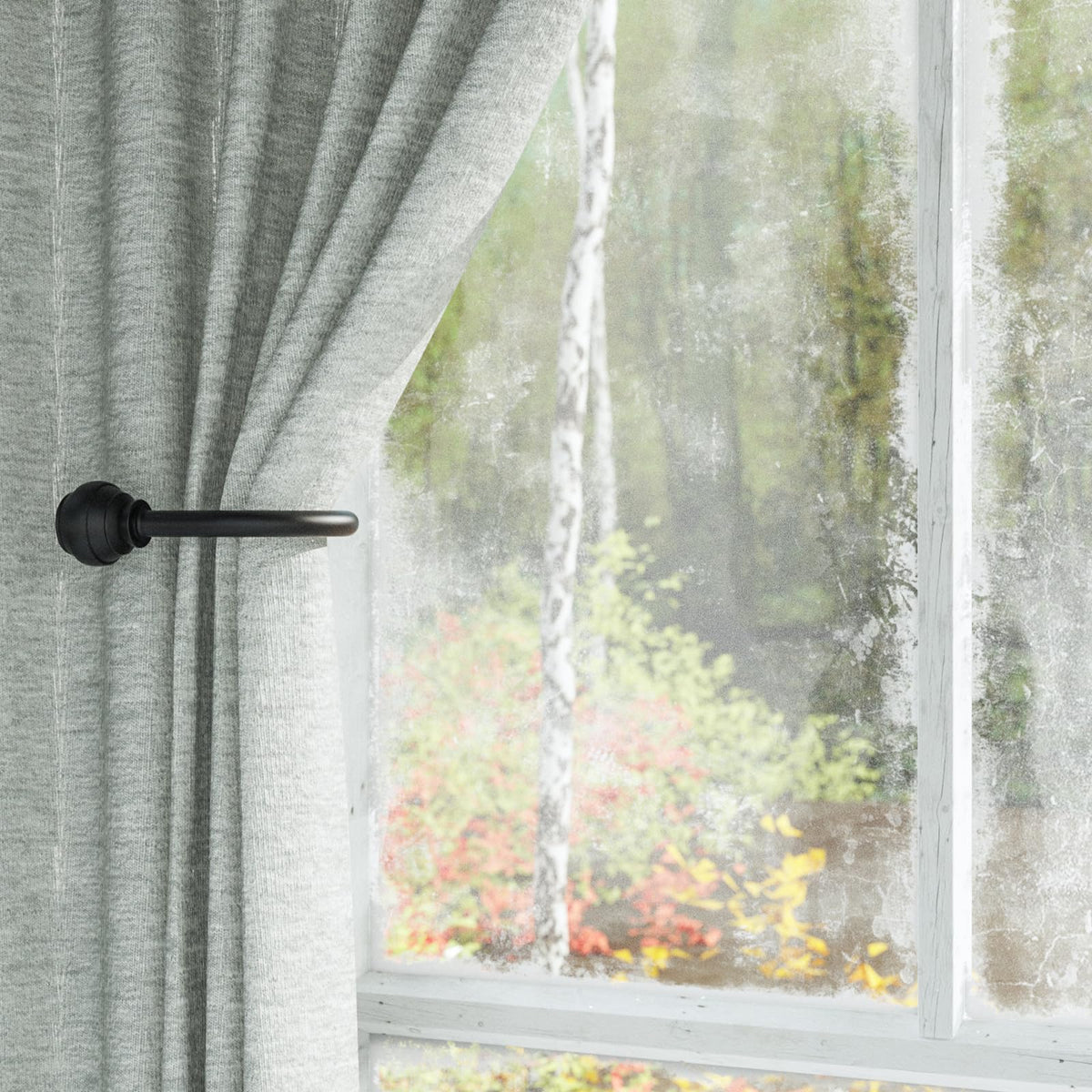 Hion Curtain Holdbacks Black 2pcs, Curtain Tiebacks Wall Mounted Hooks