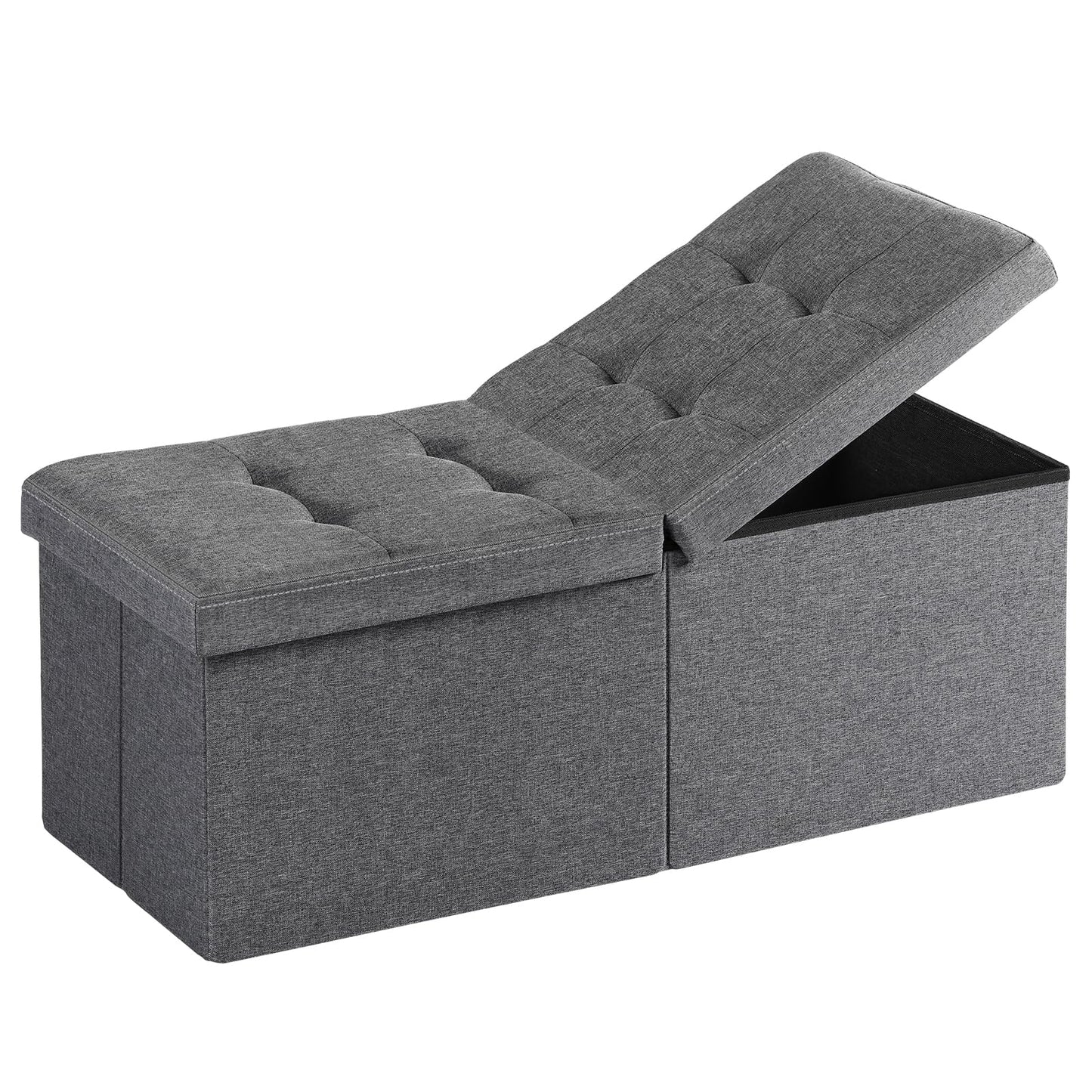 Snuvid 30-INCH Storage Ottoman Bench, Footrest with Storage, End of Bed Bench Coffee Table for Living Room, Bedroom, Entryway, Dark Gray