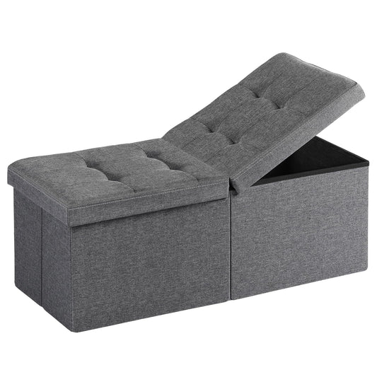 Snuvid 30-INCH Storage Ottoman Bench, Footrest with Storage, End of Bed Bench Coffee Table for Living Room, Bedroom, Entryway, Dark Gray