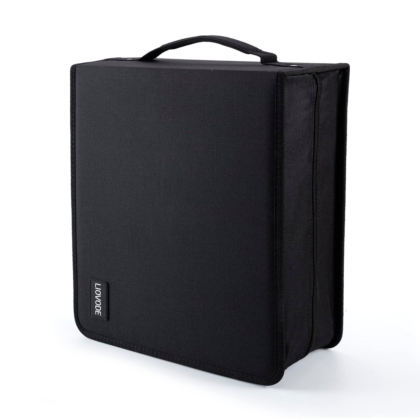 LIOVODE DVD Case 128 DVDs and 64 Booklets Capacity, CD/Blu-ray Storage Binder Case with Booklet Inserts Media Organizer Holder Black Blu ray Wallet for Car (128 Capacity)
