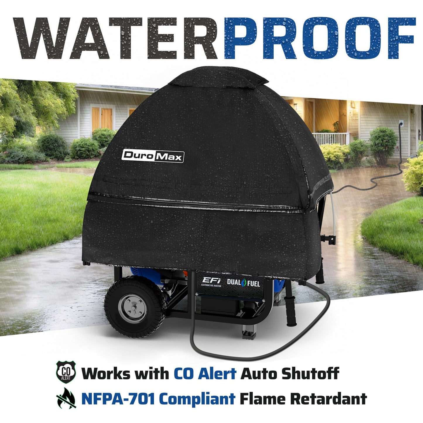 DuroMax DMX-GTX Portable Generator Running Cover – Weatherproof Outdoor Vinyl Canopy, Fire- & Wind-Resistant, Universal Open Frame Fit