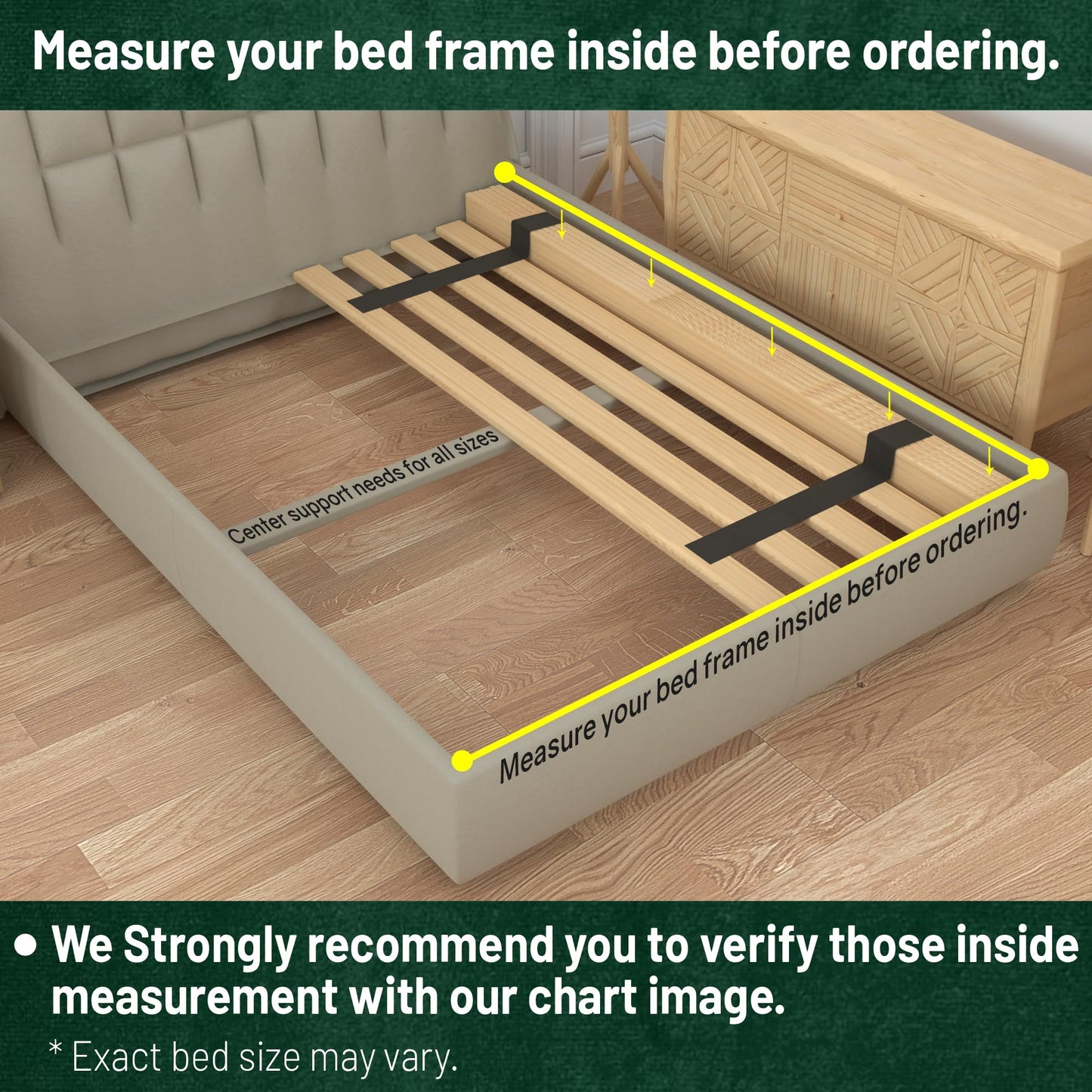 Treaton, 0.68-Inch Heavy Duty Vertical Wooden Bunkie Board/Bed Slats, Queen, Beige