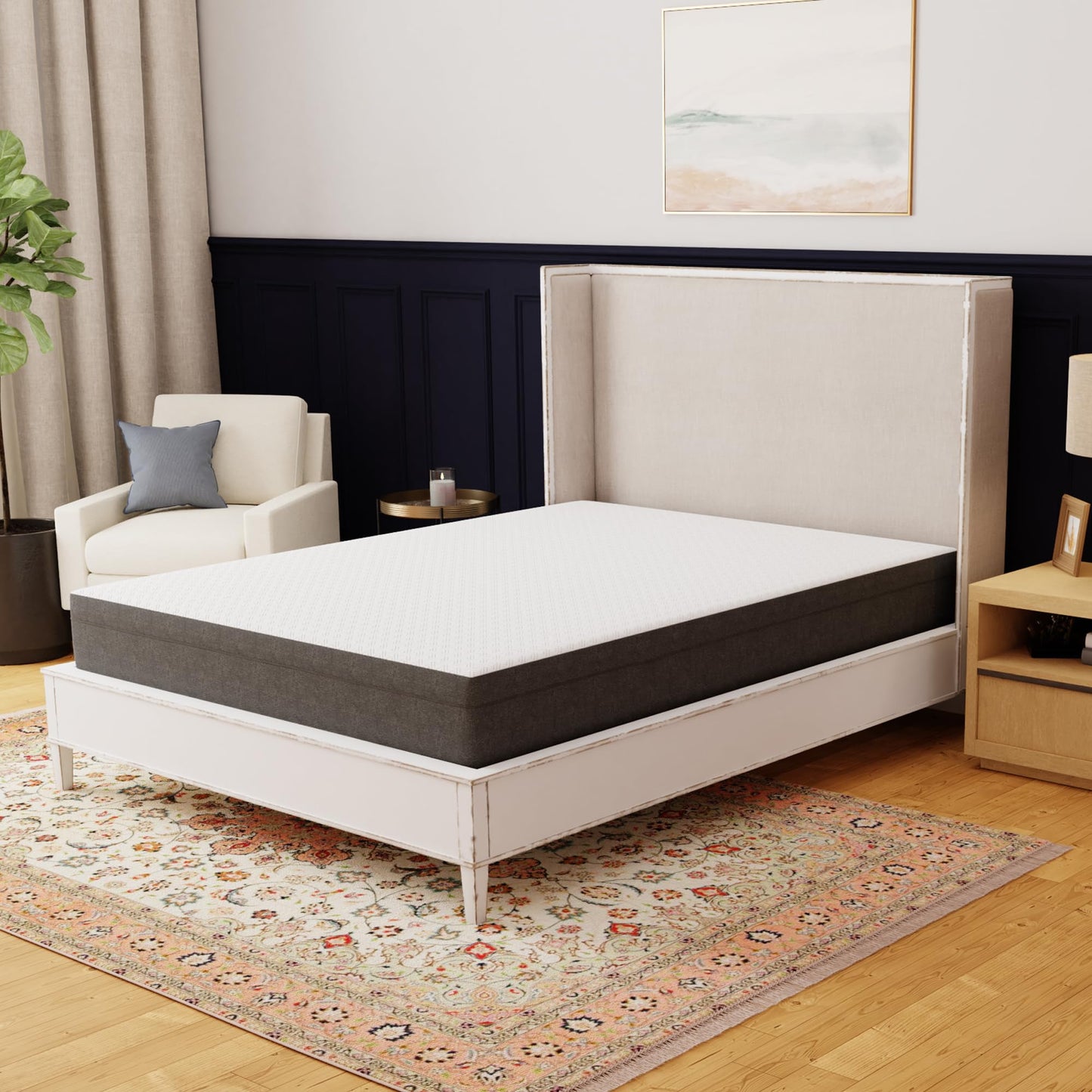 First of a Kind Cal King Split 10" Gel-Infused Memory Foam Mattress in White
