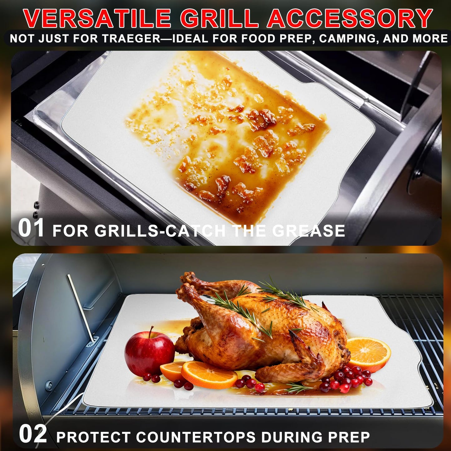 WEBROIL 6 Packs BAC506 Drip Tray Liners for Traeger Ironwood 650 Series Grills, Heat-Resistant Foil Liners for Traeger Pellet Smoker Grill Accessories, Aluminum Tray for Catching Grease 22" x 15.5"