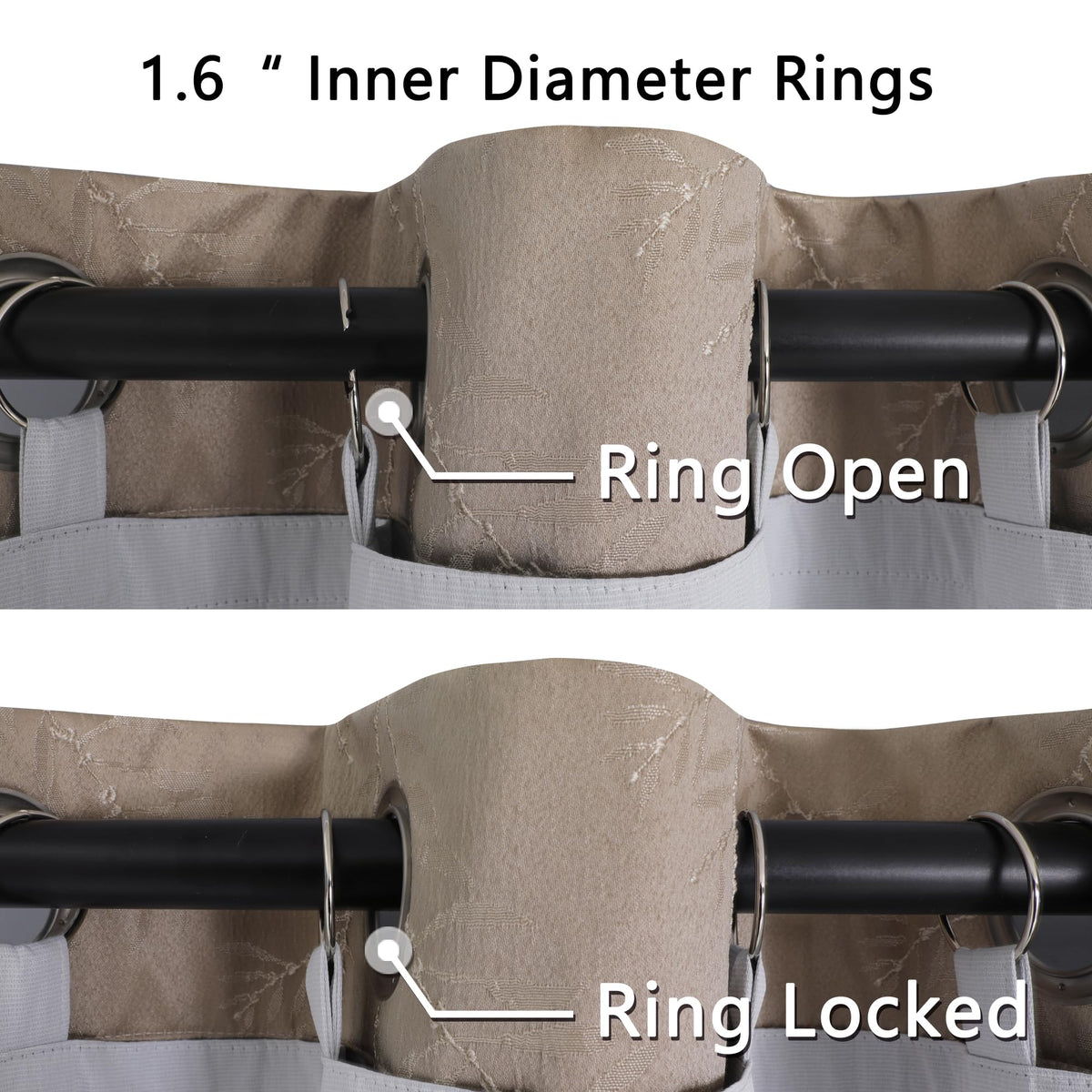 Chyhomenyc 2 Panels 100% Blackout Curtain Liners with 13 Rings, 100% Darkening Blackout Liner for 63 Inch Curtains, Each 40" Wx58 L, 2 Liners Per Set with 14 Pieces Rings