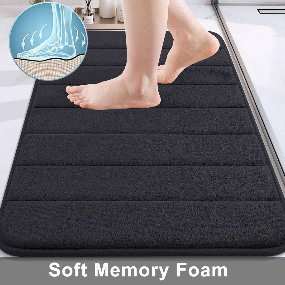 Buganda Memory Foam Bath Mat 30 x 20, Ultra Soft Absorbent Bathroom Rugs