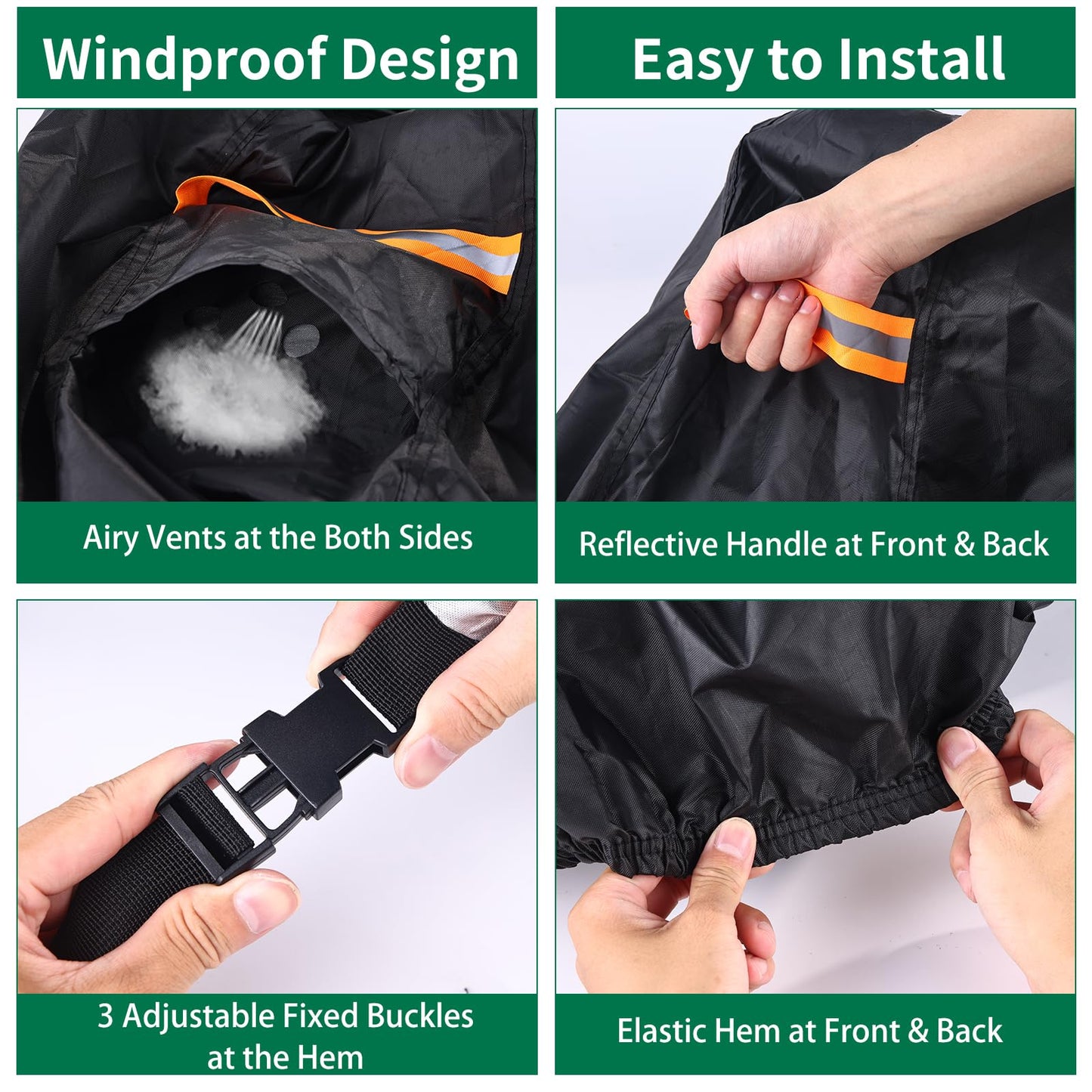 Hammock Covers for Outdoor Waterproof, Durable 420D Hammock Cover for 12 ft Hammock Stand, Windproof 3 Buckles & 1 Elastic Cord, Airy Vent,Reflective handle,All Weather Protection Hammock Rain Cover