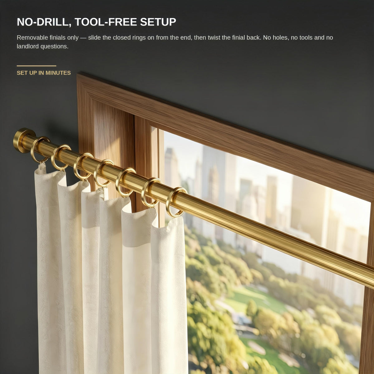 XHLTTBD Polished Gold Metal Curtain Rings with Eyelets, 40 Pack 1.25 Inch Opening Fits 1 to 1.2 Inch Curtain Rods, Closed Iron Drapery Rings for Pinch Pleat Drapes, Rings Only, No Clips or Hooks