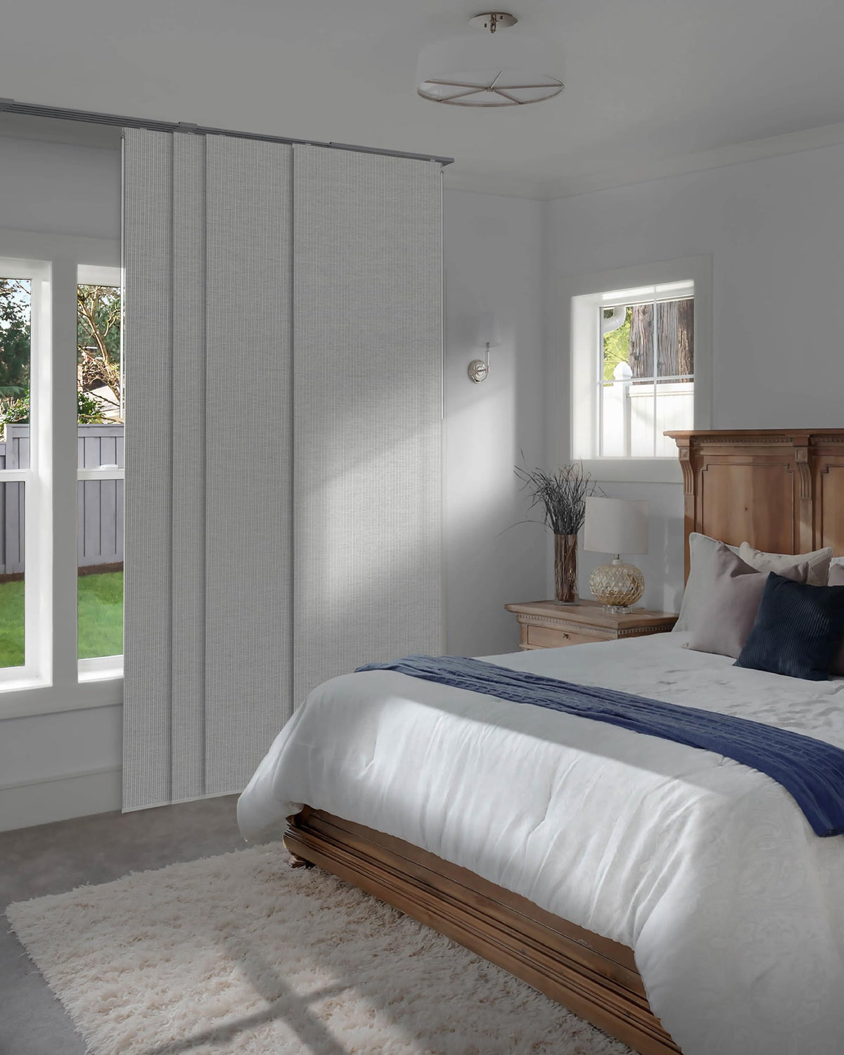 GoDear Design Blackout Sliding Door Blinds 45.8"-86" x 96", Snowfall Night