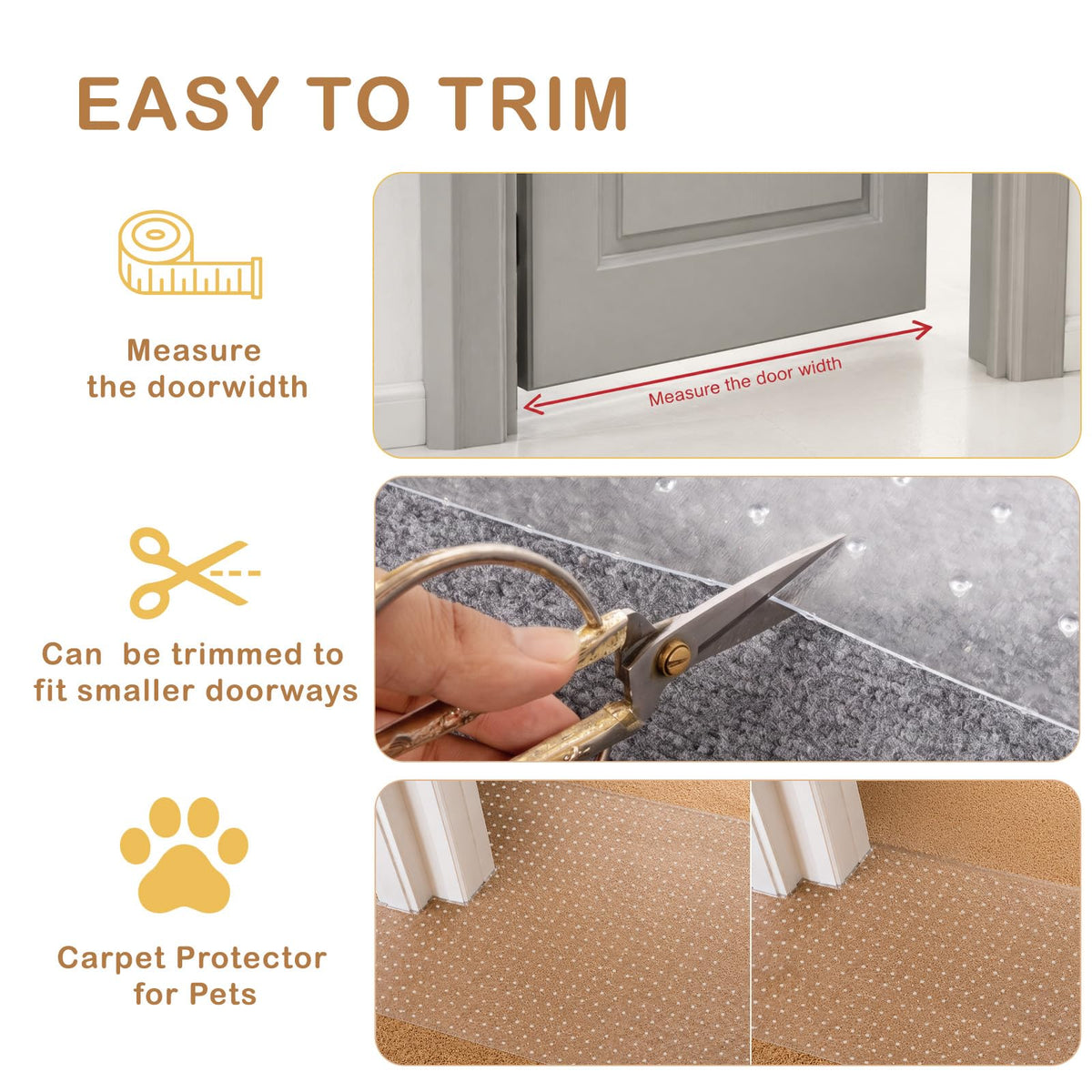 Oroonoko Carpet Protector for Pets-Plastic Carpet Protector, Clear, 3.9FT