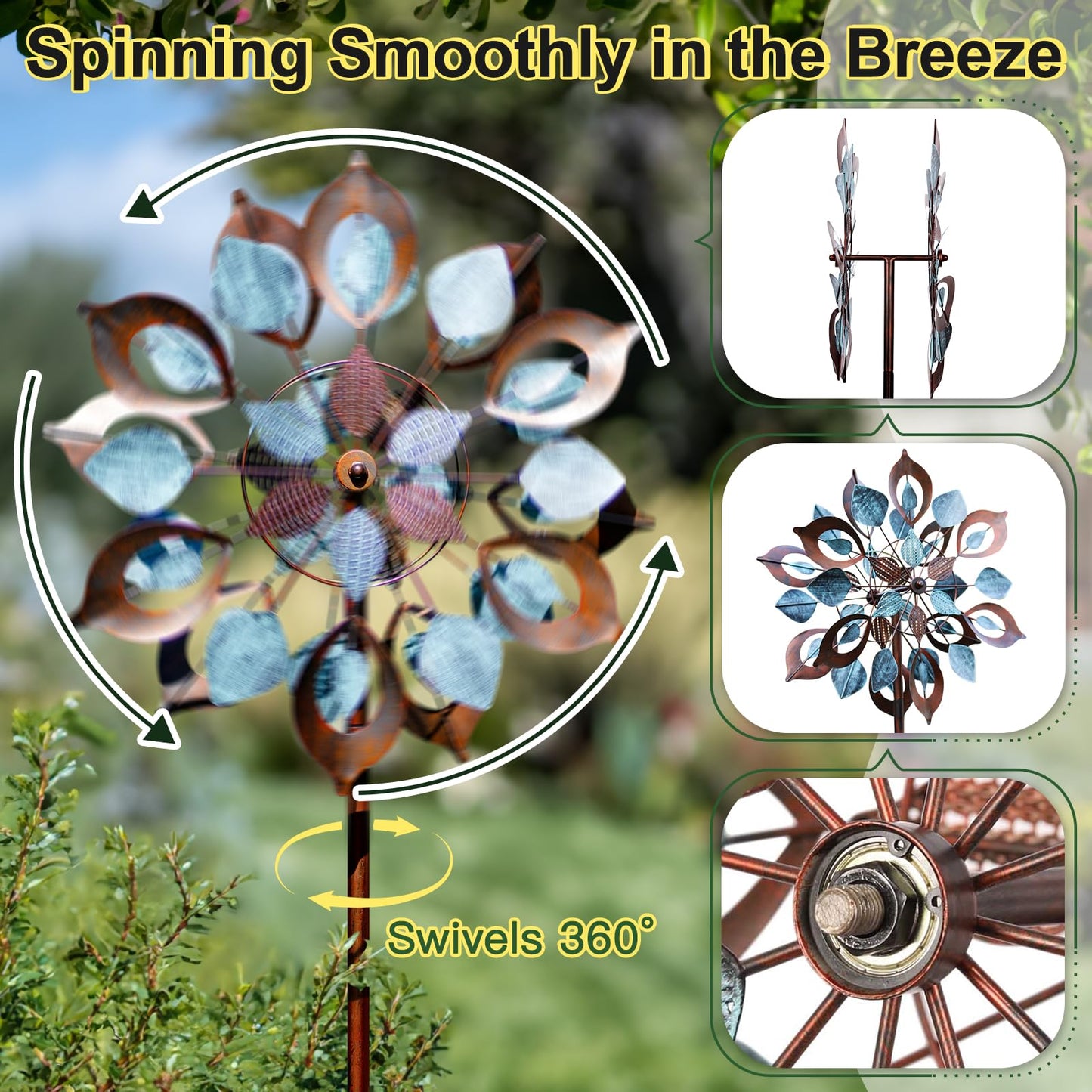 Wind Spinners Outdoor for Yard and Garden, 84 Inch Metal Large Outdoors Windmill Kinetic Wind Spinner, Outside Decor for Yard Art Lawn Backyard Landscape Patio(24" W x 84" H)