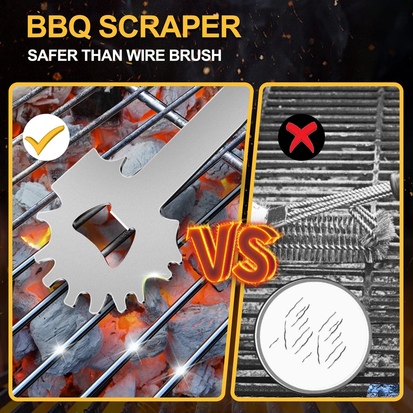 BBQ Grill Scraper, Stocking Stuffers for Men, Bristlefree Safe BBQ Scraper Fits Any Grilling Grate or Smoker Cleaning Tool and Kitchen Gadgets,Ideal Gifts for Christmas Men Dad Husband Fathers Day…