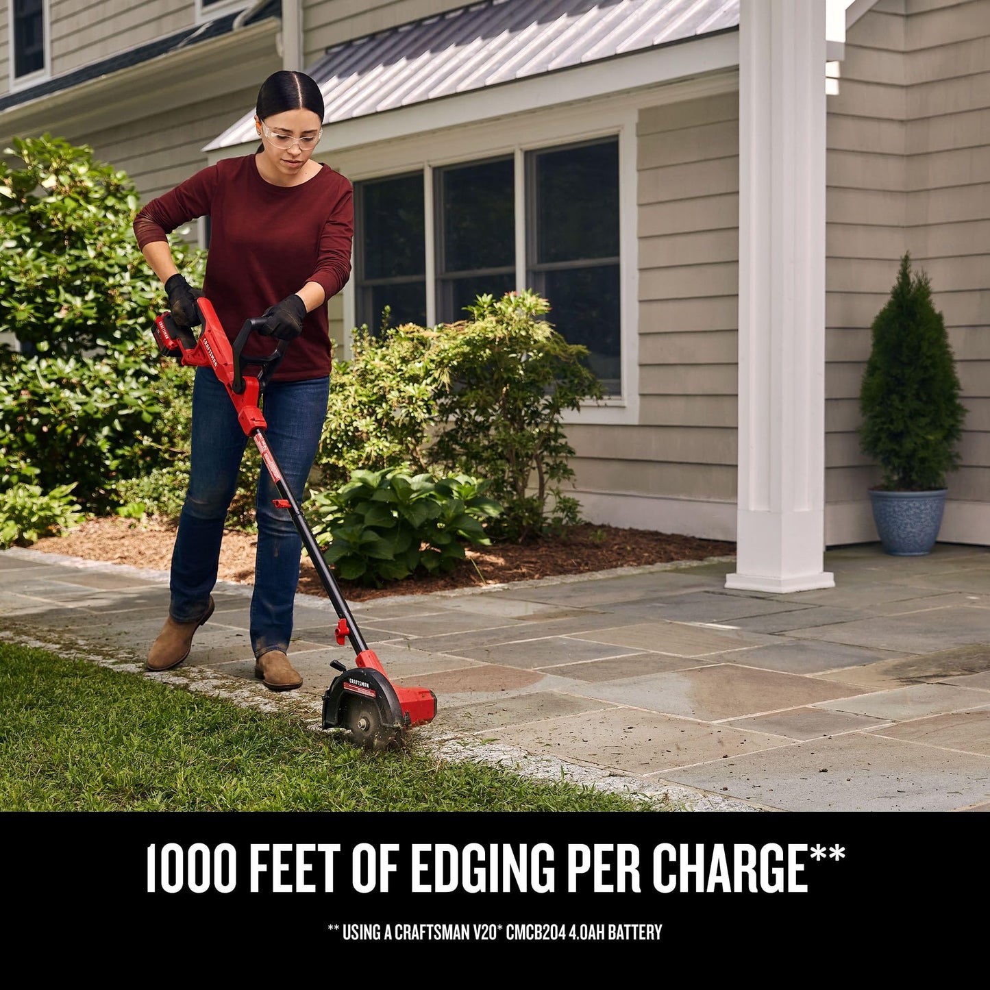 CRAFTSMAN Cordless Edger Lawn Tool, 20V MAX Battery, Charger and Blade Included, Lightweight Lawn Edger, 7.5 in Cutting Width, 1000 Ft of Edging per Charge (CMCED400D1)