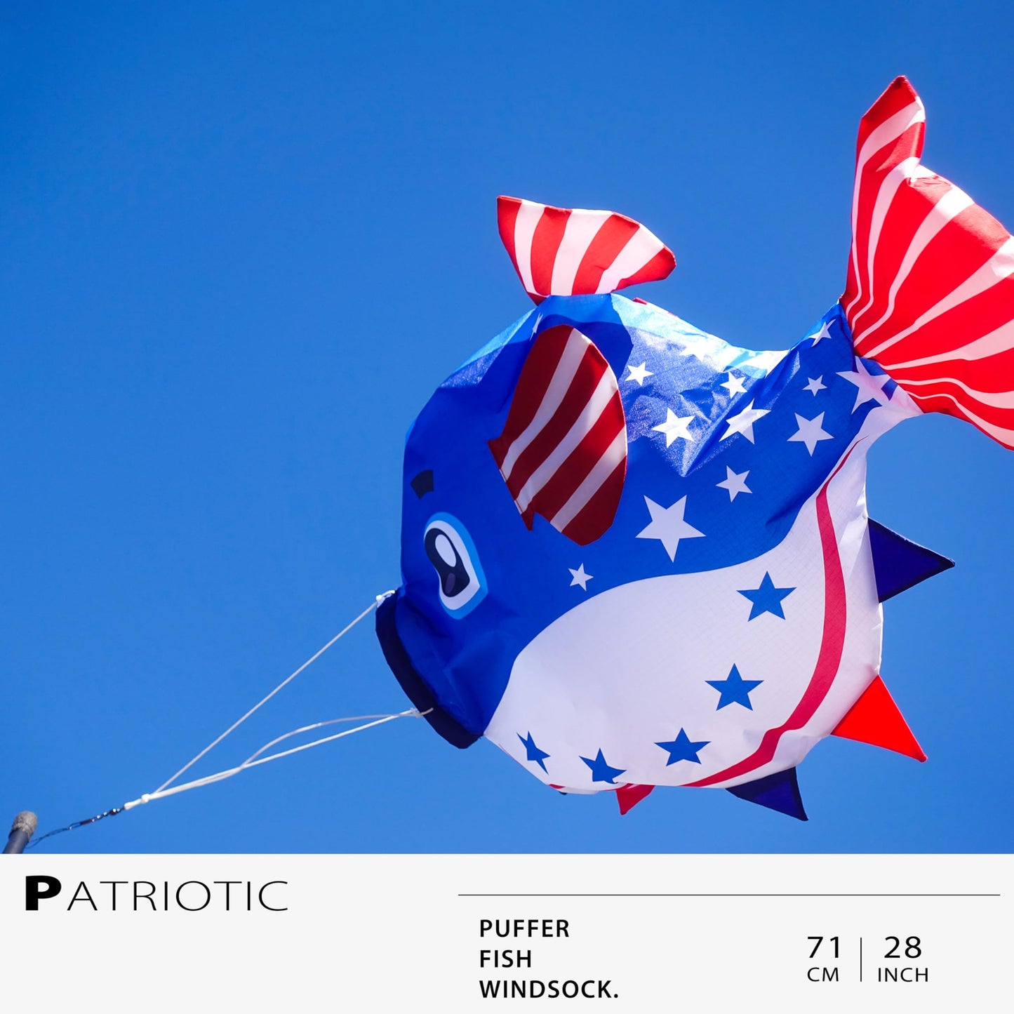 emma kites Patriotic Blue Puffer Fish Windsock Décor for Garden Backyard Balcony Porch Deck Dock Party Campsite Festival Party 28-INCH