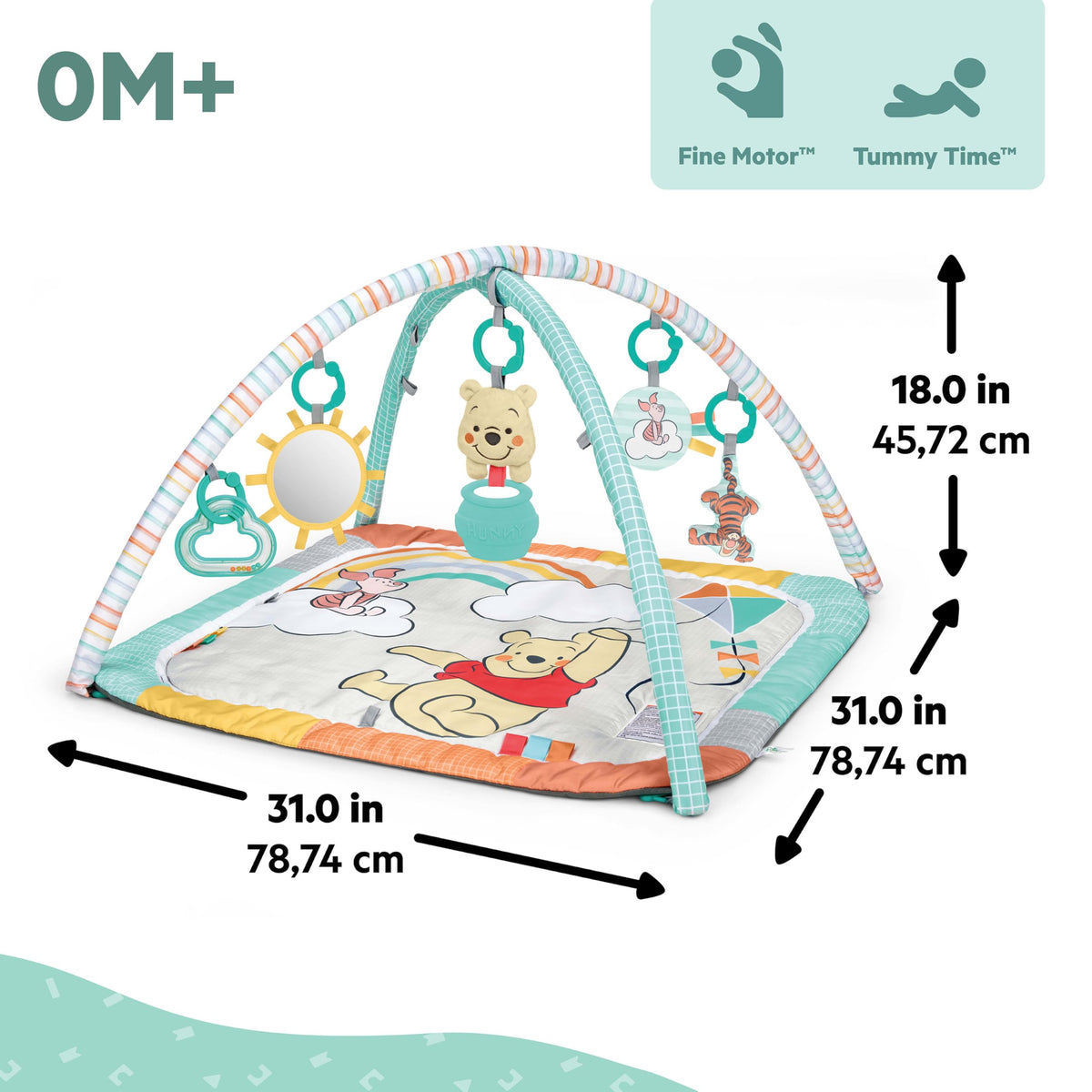 Bright Starts Baby Activity Gym with Two Toy Bars, Winnie the Pooh, Unisex Multi-Coloured