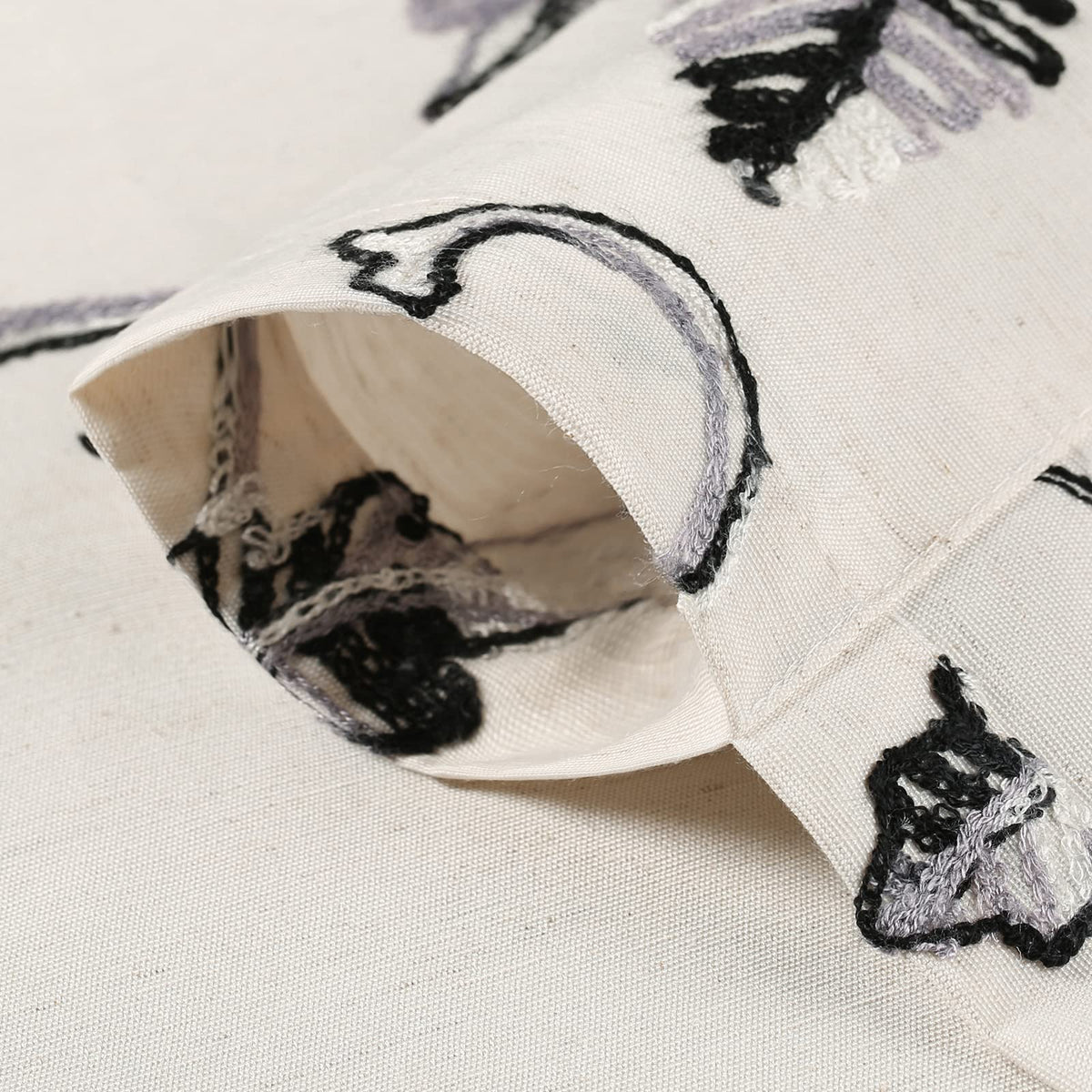 VOGOL Gray Vine Embroidered Curtain Tie-Up Balloon Shade, 42 x 63