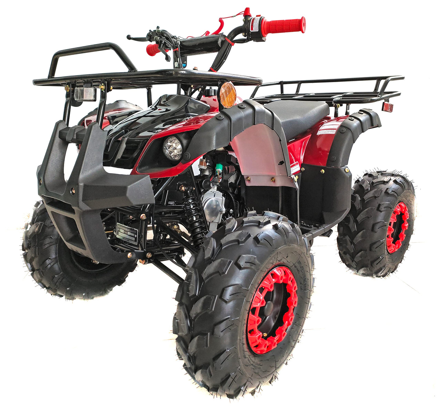 HHH 125cc ATV for Youth Sports Utility Gas Sports ATV with Reverse Led Lights Matching Rims Youth Quad Big Tires 18/19 inch Wheels (Black)