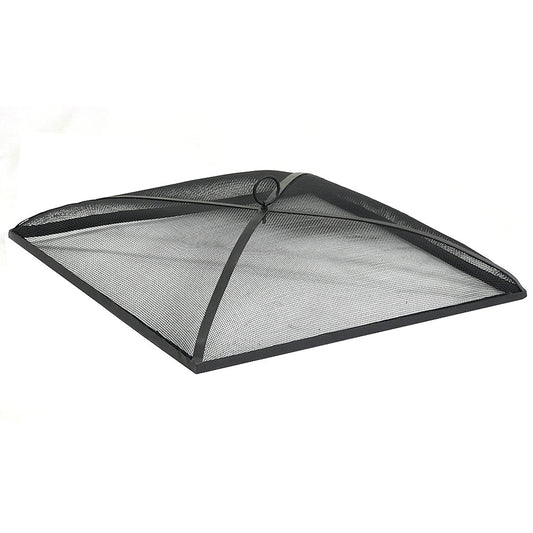 Sunnydaze Heavy-Duty Steel Mesh Fire Pit Spark Screen Cover - Outdoor Fire Pit Screen Cover - Square - Black - 24-Inch