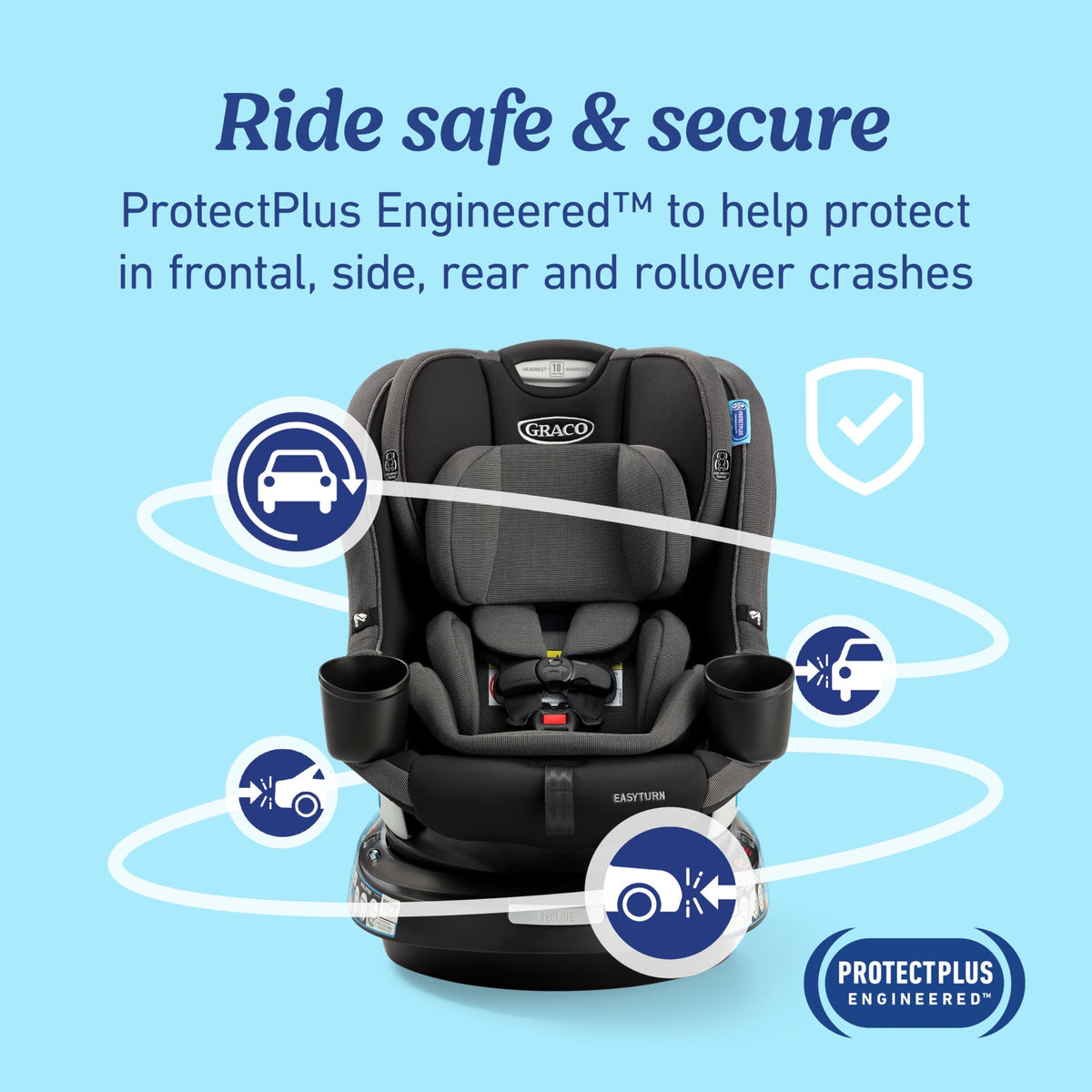 Graco EasyTurn 360 2-in-1 Rotating Convertible Car Seat, Cyran