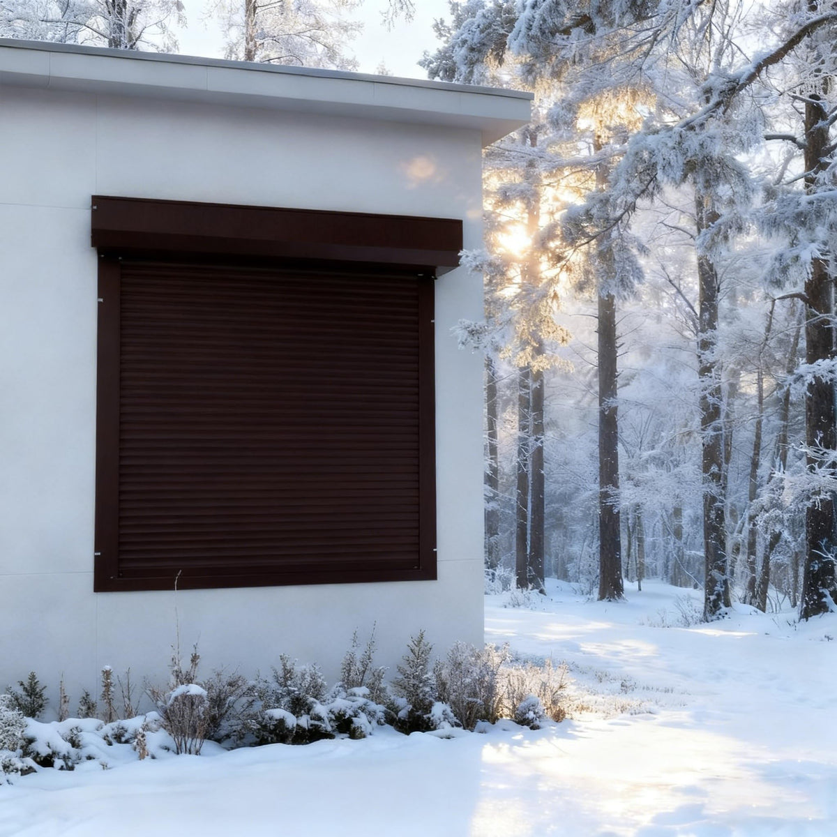 ObegShare Window Shutter Exterior Rolling Shutters Hurricane Panels Metal Security Outdoor (Brown)