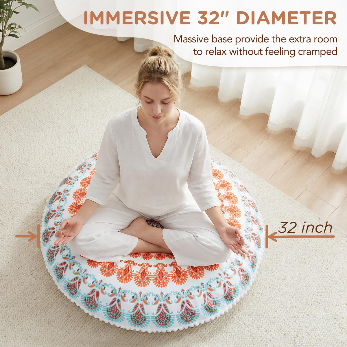 Codi Floor Pillows 2 Pack, Large Meditation Cushions for Adults, 32-inch