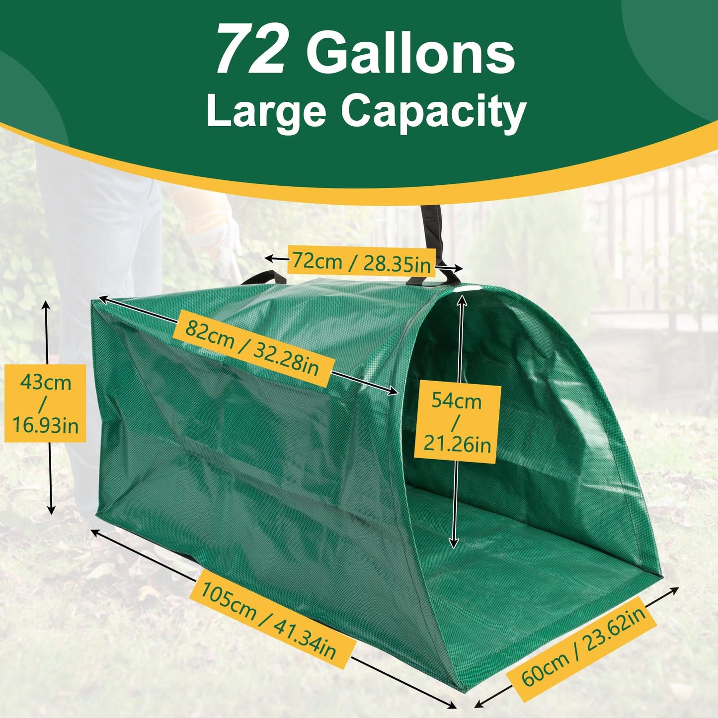 NIGOOLATA 72 Gallon Large Leaf Collector, Foldable Reusable Yard Waste Bags, Heavy Duty Dustpan Type Garden Leaf Bags with Gloves