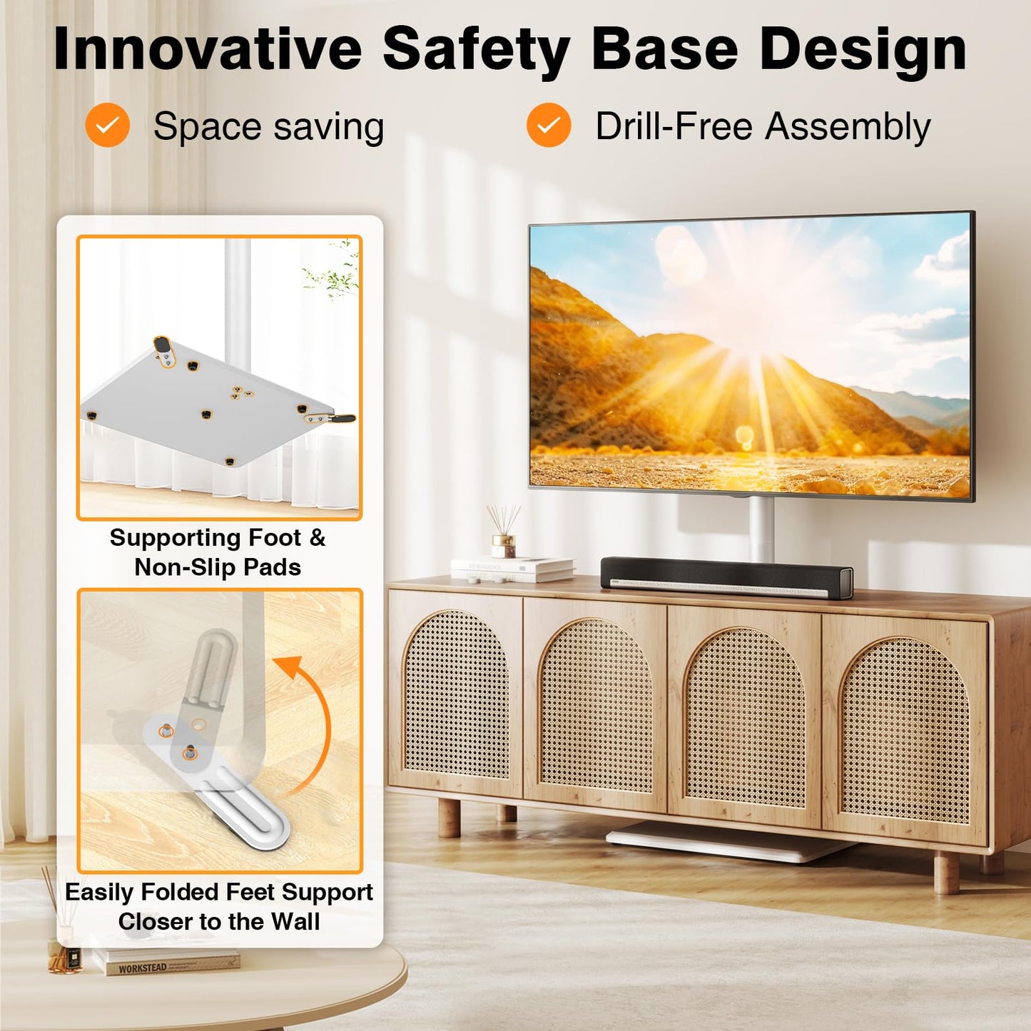 TVON Universal Floor TV Stand with Mount for Most 32-65 Inch TV up to 88lbs
