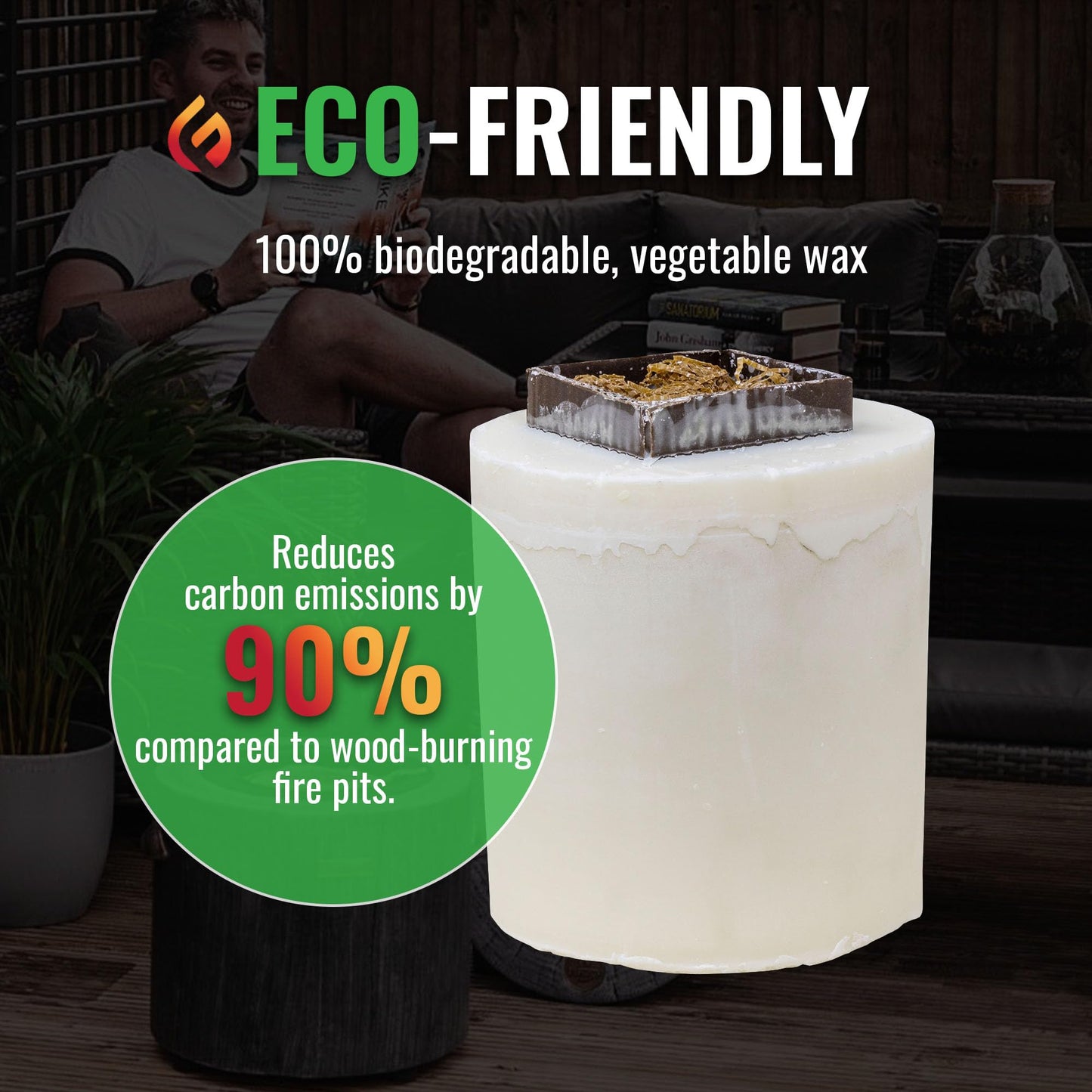 El Fuego Wax Fire Pit – Lights in Seconds for Instant Heat with No Wood Smoke, Low Maintenance, the Ultimate in Convenience - Original