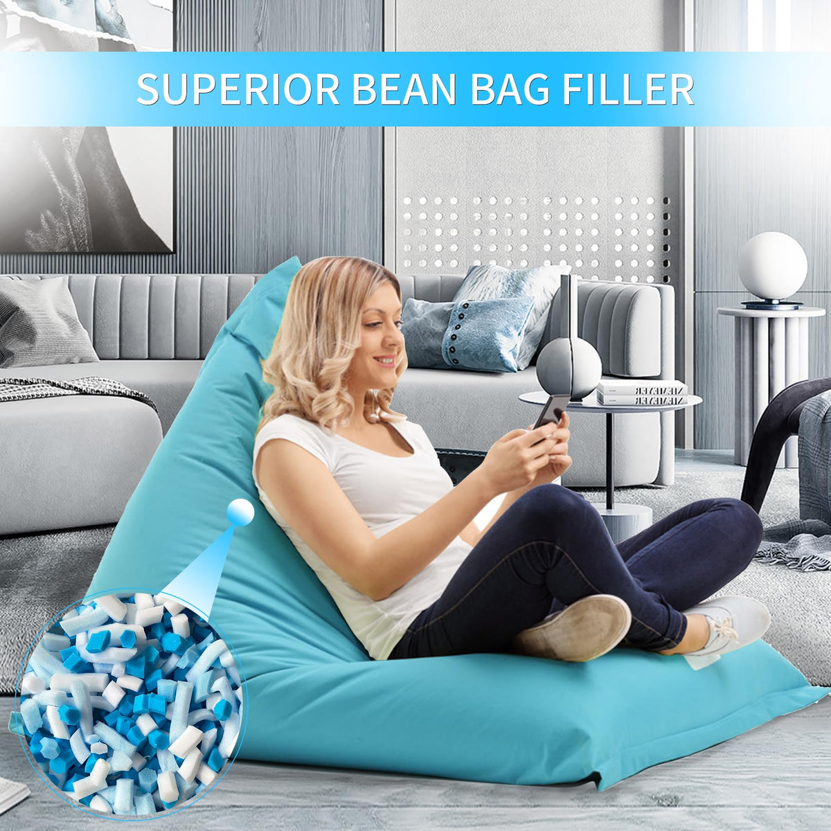 HONEHO 45LBS Shredded Memory Foam Filling Bean Bag Filler