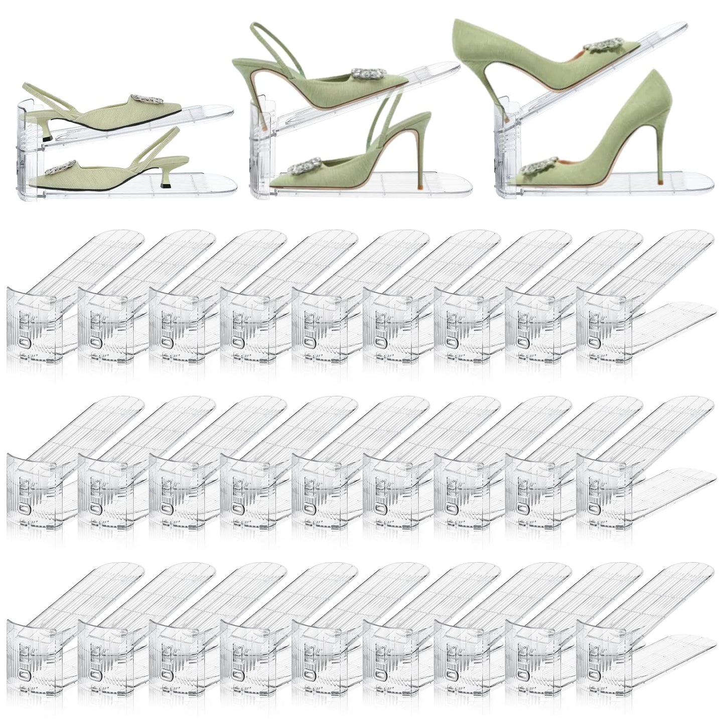 MOVDEET Shoe Slots Organizer,36 Pack Transparent Shoe Stacker Adjustable Shoe Slot Organizer Space Saver Shoe Rack Holder Shoe Storage Organizers for Closet,Transparent