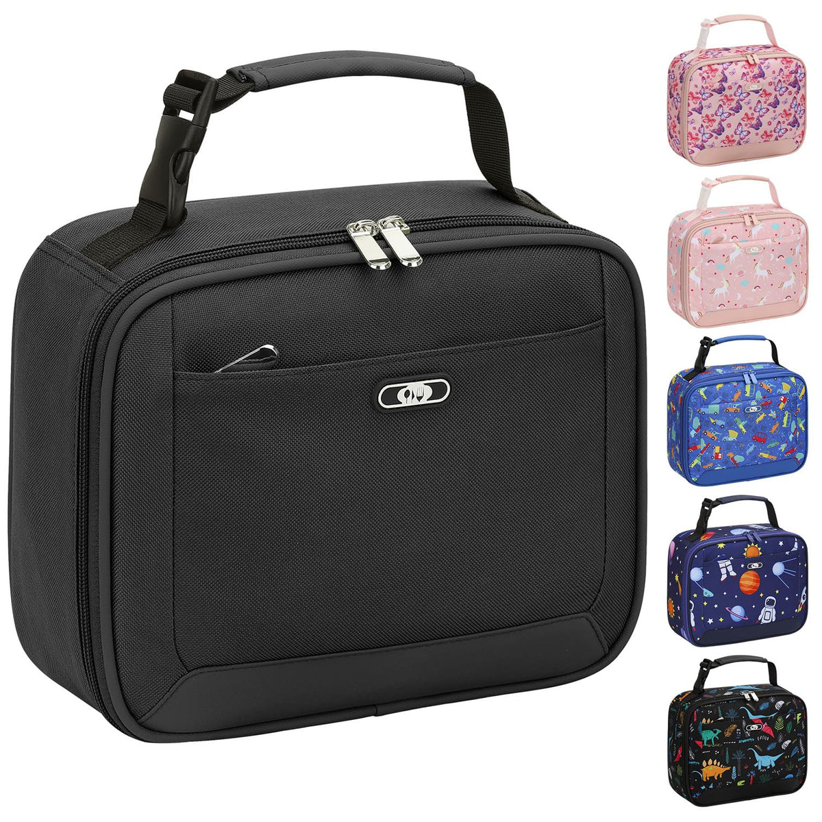 Tenot Lunch Box Kids Insulated Lunch Tote Bag Black