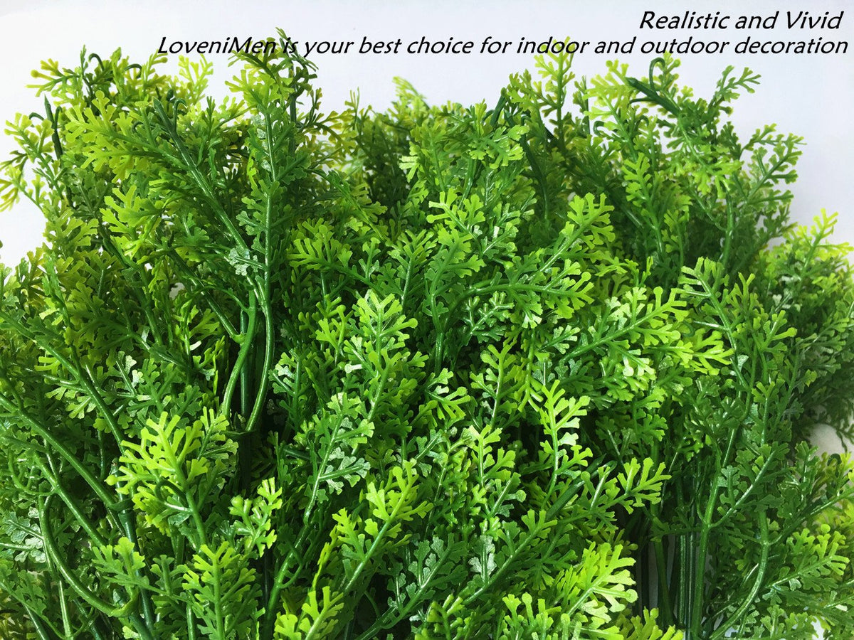 LOVENIMEN Artificial Shrubs, Plastic Plants Simulation Fake Bushes Wedding Outdoor Indoor Home Garden Verandah Kitchen Parterre Office Table Centerpieces Arrangements Decoration Green 4pcs