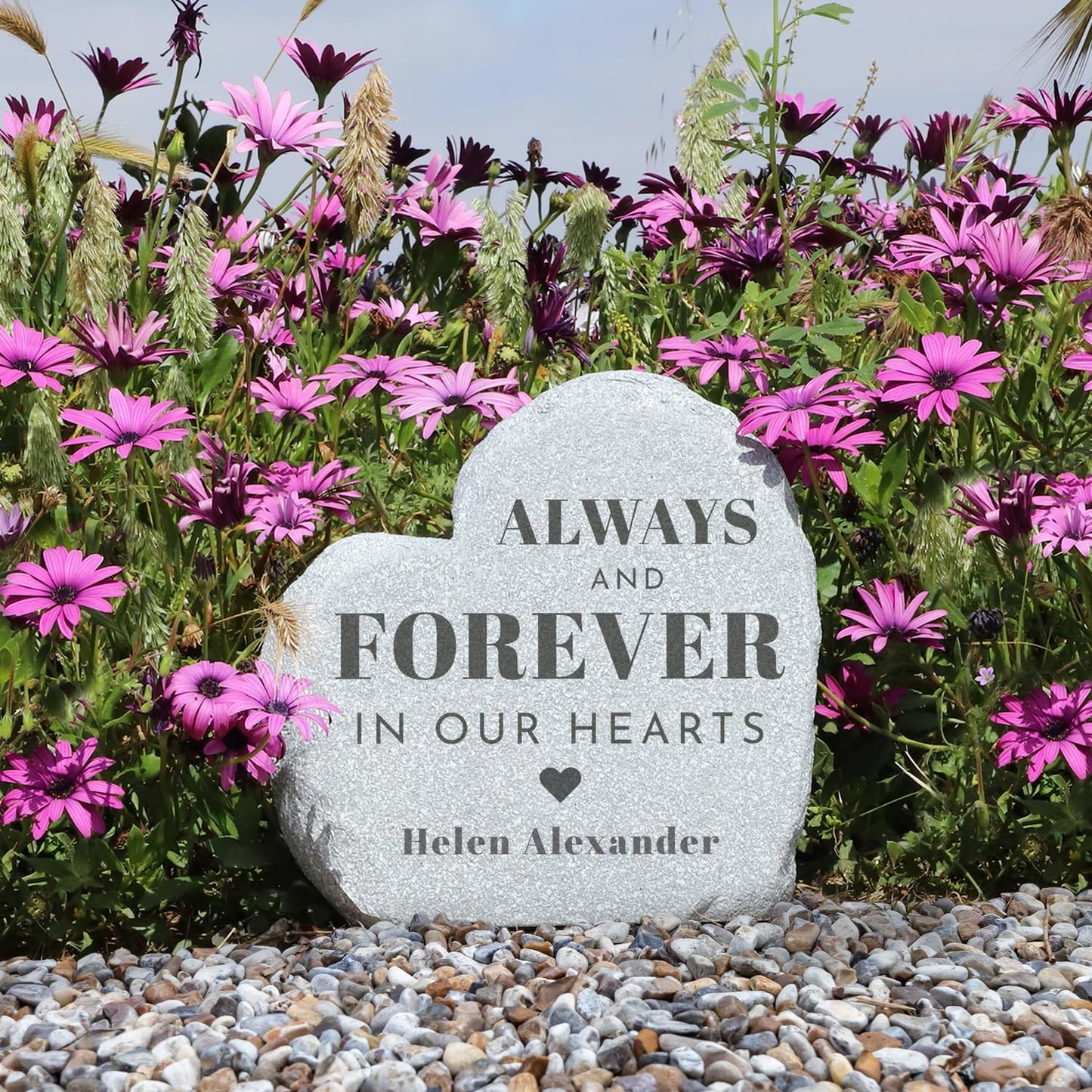 Let's Make Memories Personalized Memorial Garden Stone - Sympathy - Loss of Loved One - Condolences - Outdoor - Headstone - Durable Resin - Upright Garden Marker - Forever in Our Hearts