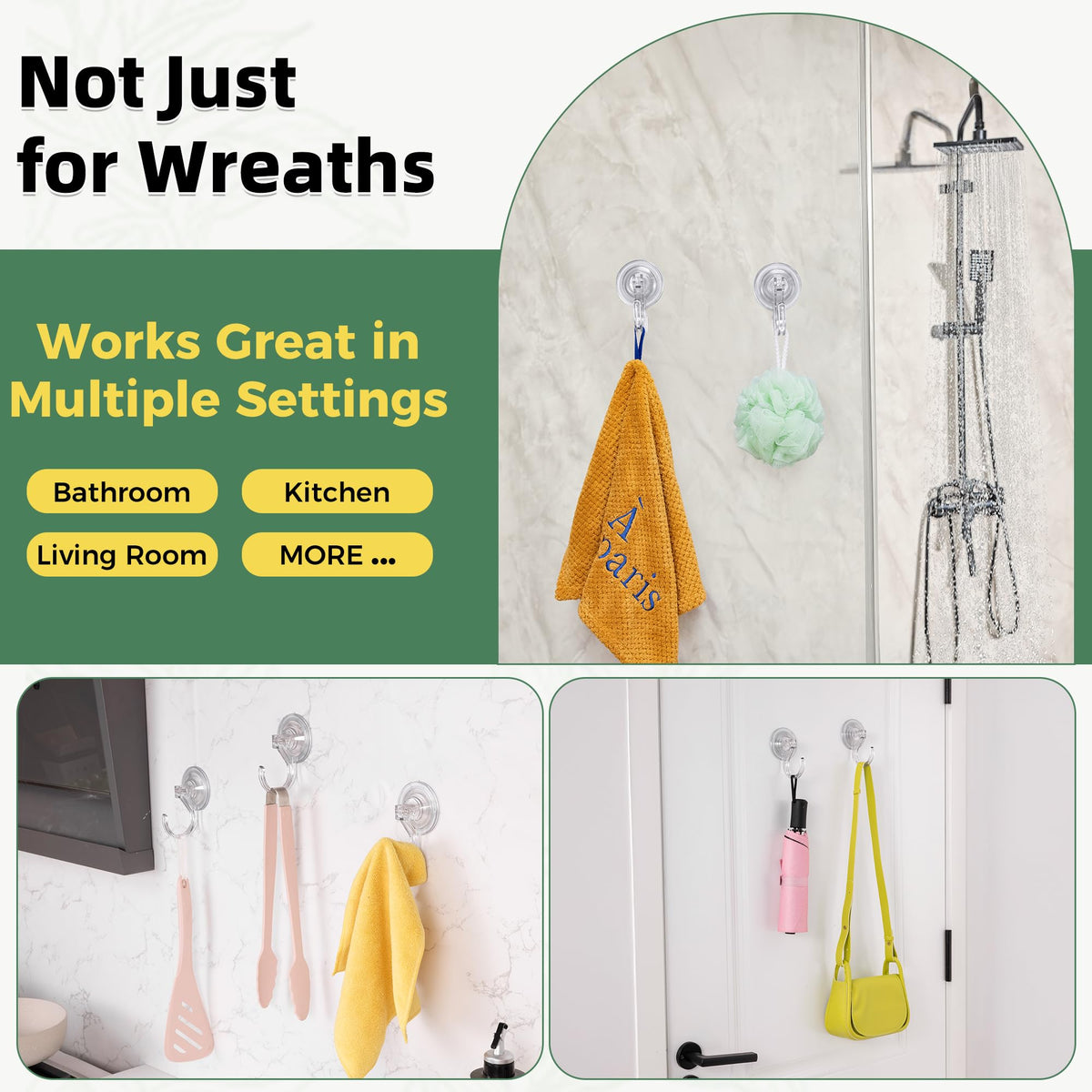 ANDGOO Suction Cup Hooks for Door Wreaths, Wreath Hangers for Front Door