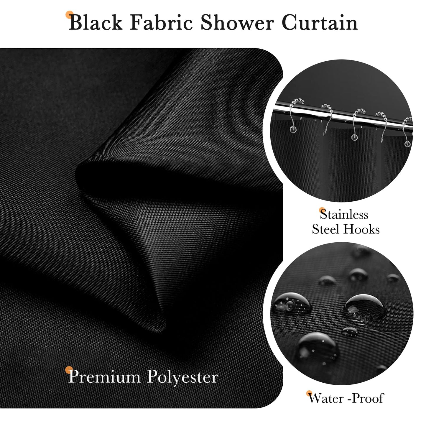 Bathroom Sets with Shower Curtain and Rugs, 22 Pcs Black Bathroom Accessories with Trash Can, Waterproof Shower Curtain, Bathroom Rugs Super Absorbent, Modern Bathroom Sets Complete Decor
