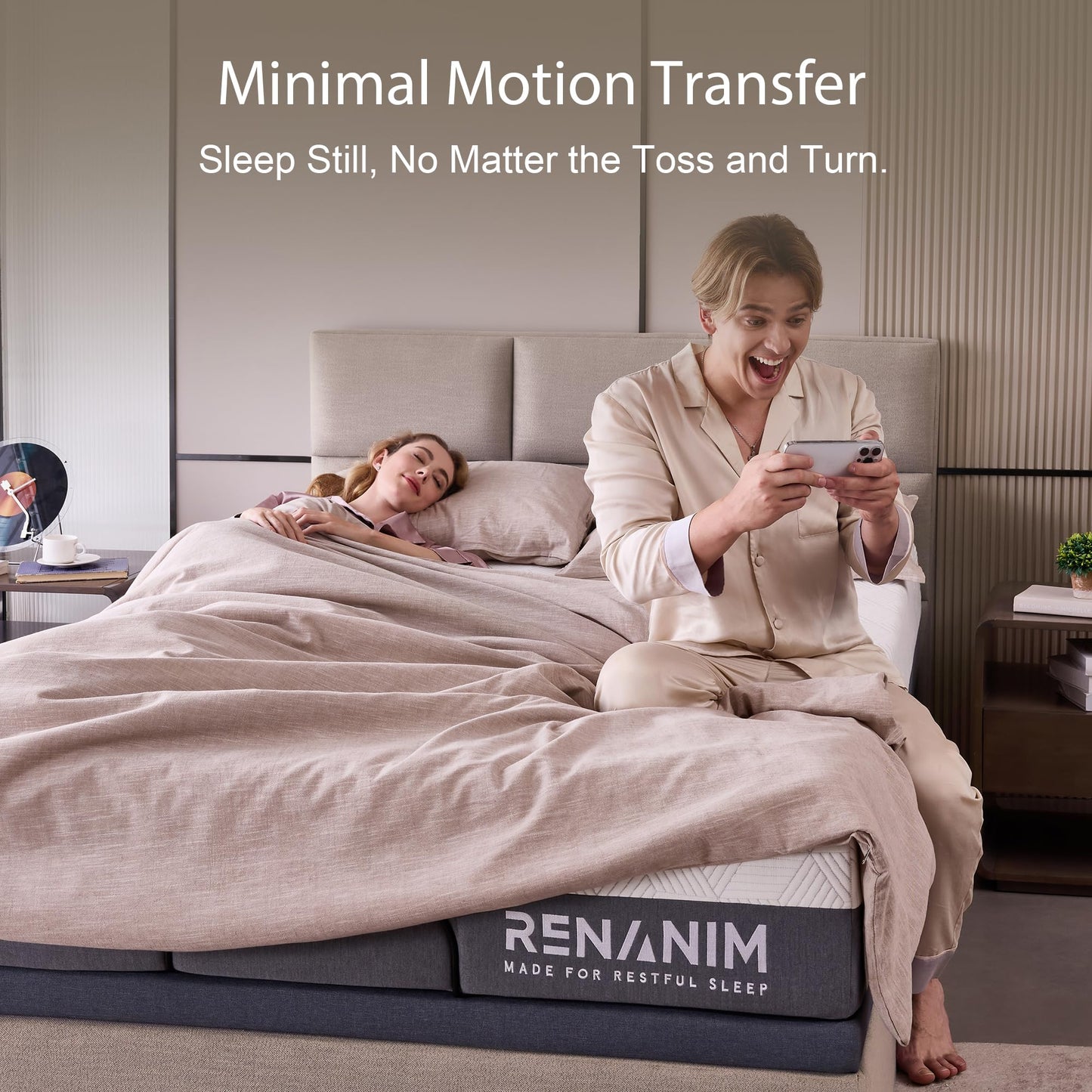 Renanim Hybrid Mattress Split King - Firm Cooling Gel Memory Foam W/Individual Pocket Springs - Breathable Supportive Pressure Relief Split King Mattress in a Box - Fiberglass Free Bed Mattress