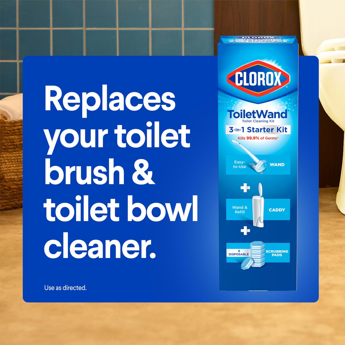 Clorox ToiletWand Toilet Bowl Cleaner- Toilet Brush, Storage Caddy and 16 Disinfecting Refill Heads