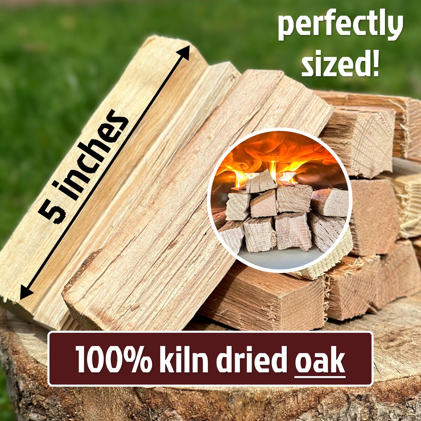Savory Blend 5 Inch Universal Cooking Firewood - 8lbs. ~575cuin Premium Kiln Dried Cooking Wood for Grills, Smokers and Ooni, Solo, Bertello Pizza Ovens (Savory Hardwood Blend)