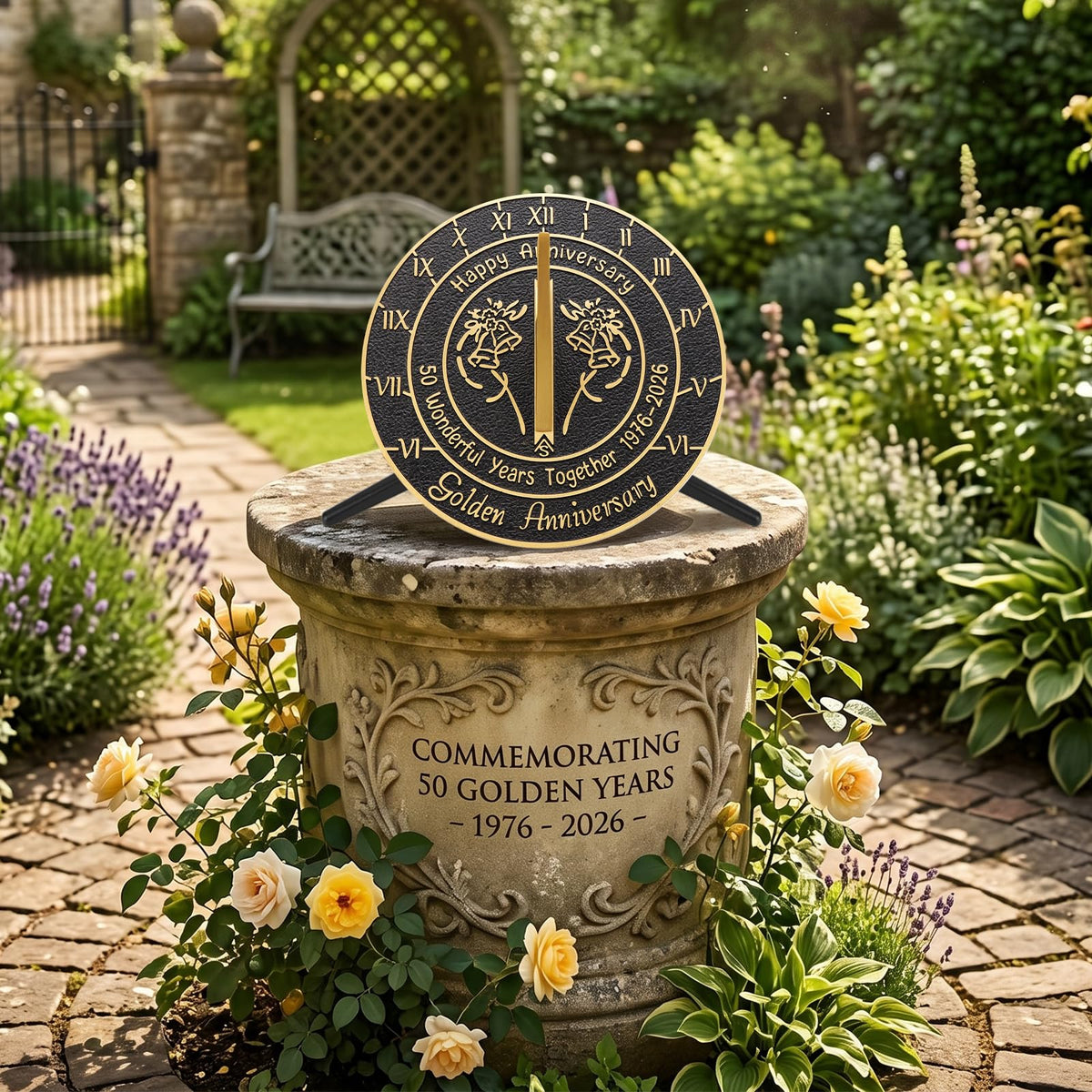 Morgtta Brass Sundial with Pedestal for 50th Wedding Anniversary