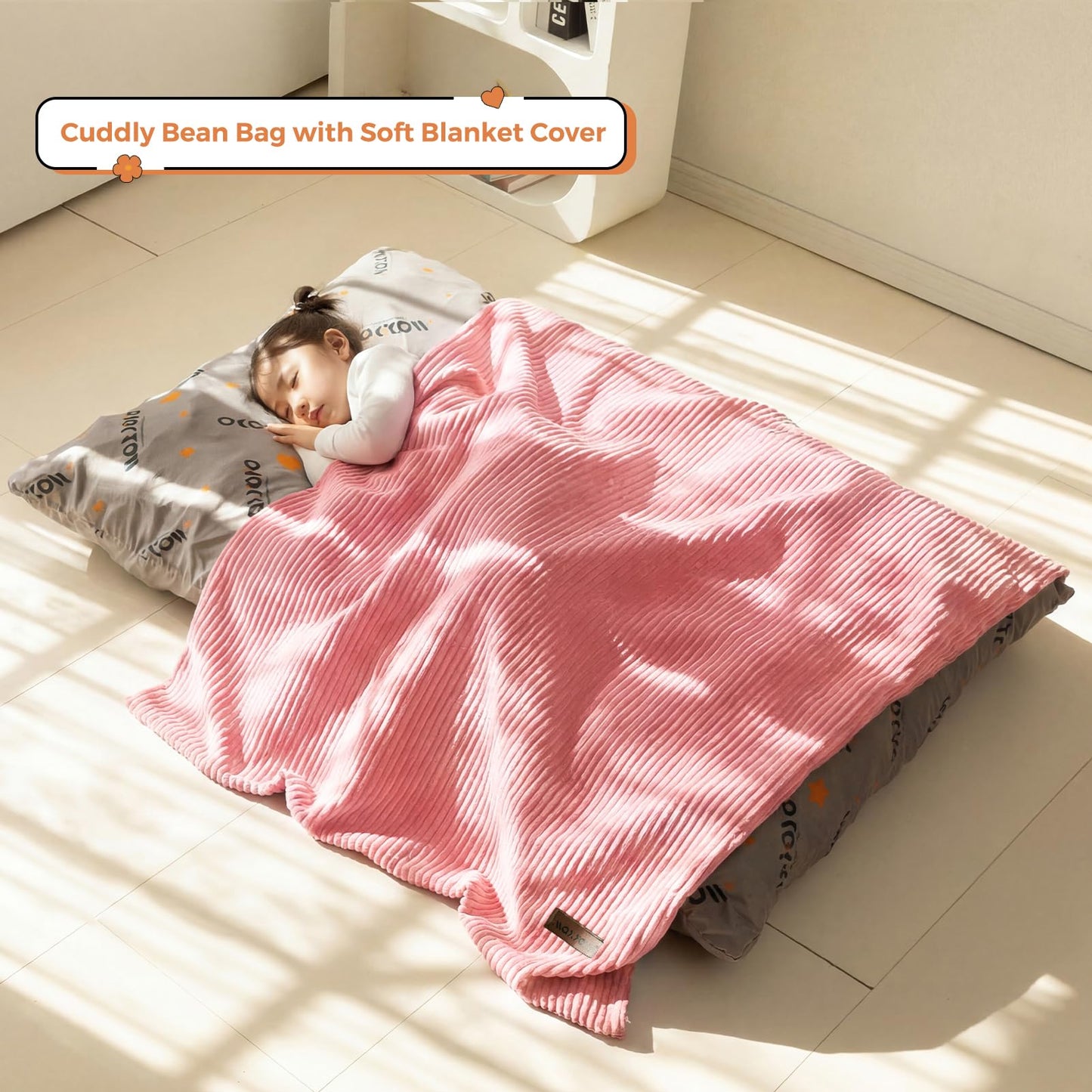 MAXYOYO 3 in 1 Kids Bean Bag Chair Couch, Convertible Chair Folds from Bean Bag to Lounger, Child Floor Sofa for Gaming, Reading, Floor Mattress with High-Density Foam Filling