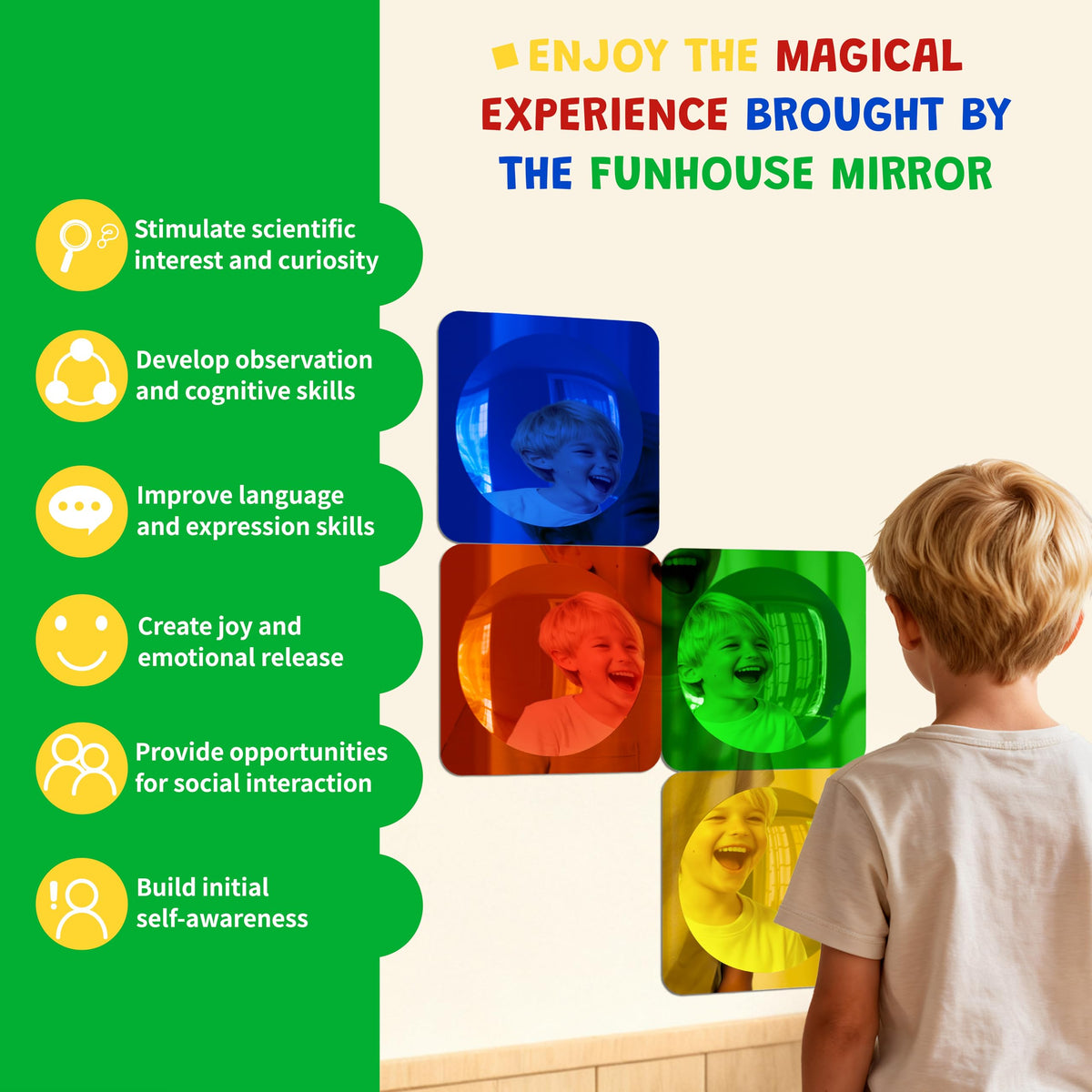 Whimtoyland 4PCS Sensory Mirror for Kids, Gift for Autistic Boys & girls