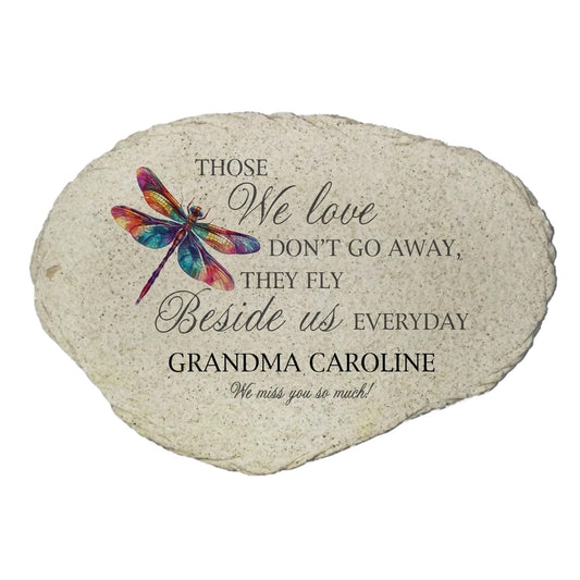 Personalized Memorial Garden Stone Dragonfly Those We Love Stay Beside Us Tribute, Memorial Gift, Custom Outdoor Plaque