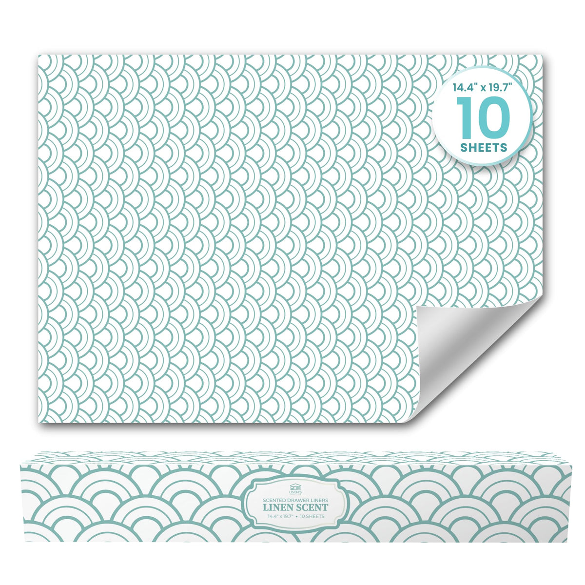 Fresh Linen Scented Drawer Liners for Dresser Drawers (10 Large Sheets, 19.7" x 14.4") - Non Adhesive Drawer Paper Liner for Bedroom Dresser & Closet Shelves by Linda’s Essentials
