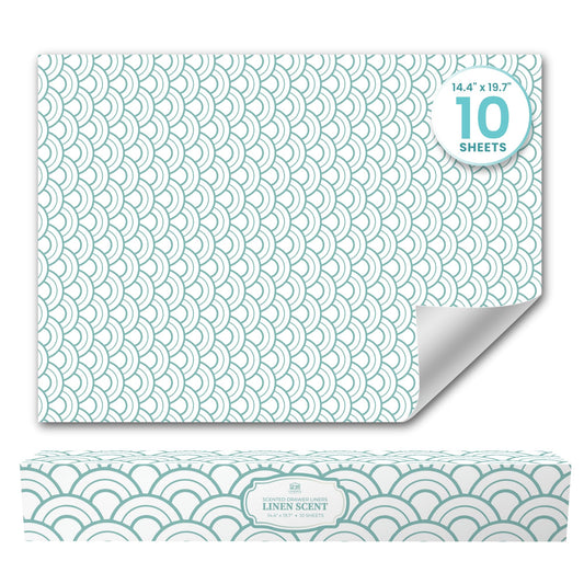 Fresh Linen Scented Drawer Liners for Dresser Drawers (10 Large Sheets, 19.7" x 14.4") - Non Adhesive Drawer Paper Liner for Bedroom Dresser & Closet Shelves by Linda’s Essentials