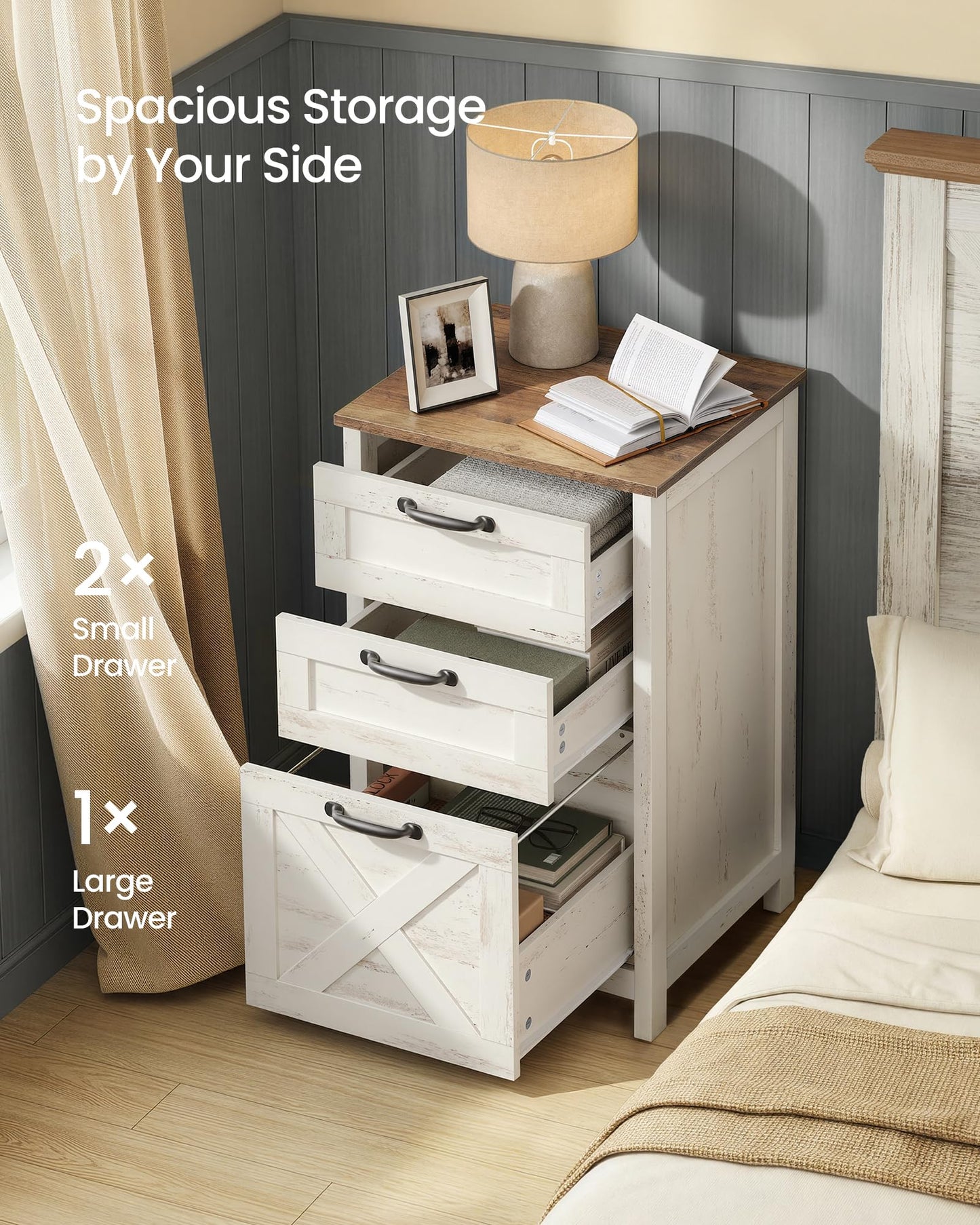 VASAGLE File Cabinet, 3-Drawer Filing Cabinet for Home Office