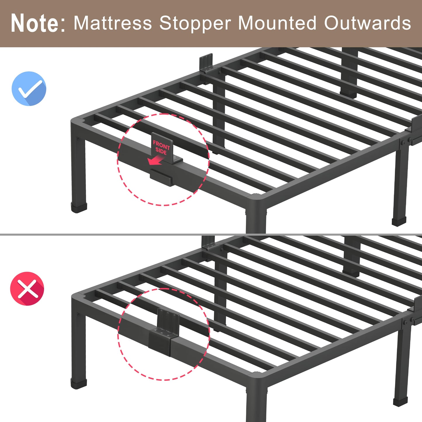 ROIL 7 inch Twin Bed Frames with Round Corner Legs Mattress Retainers 3500LBS Heavy Duty Steel Slats No Box Spring Needed Platform Noise-Free Easy Assembly