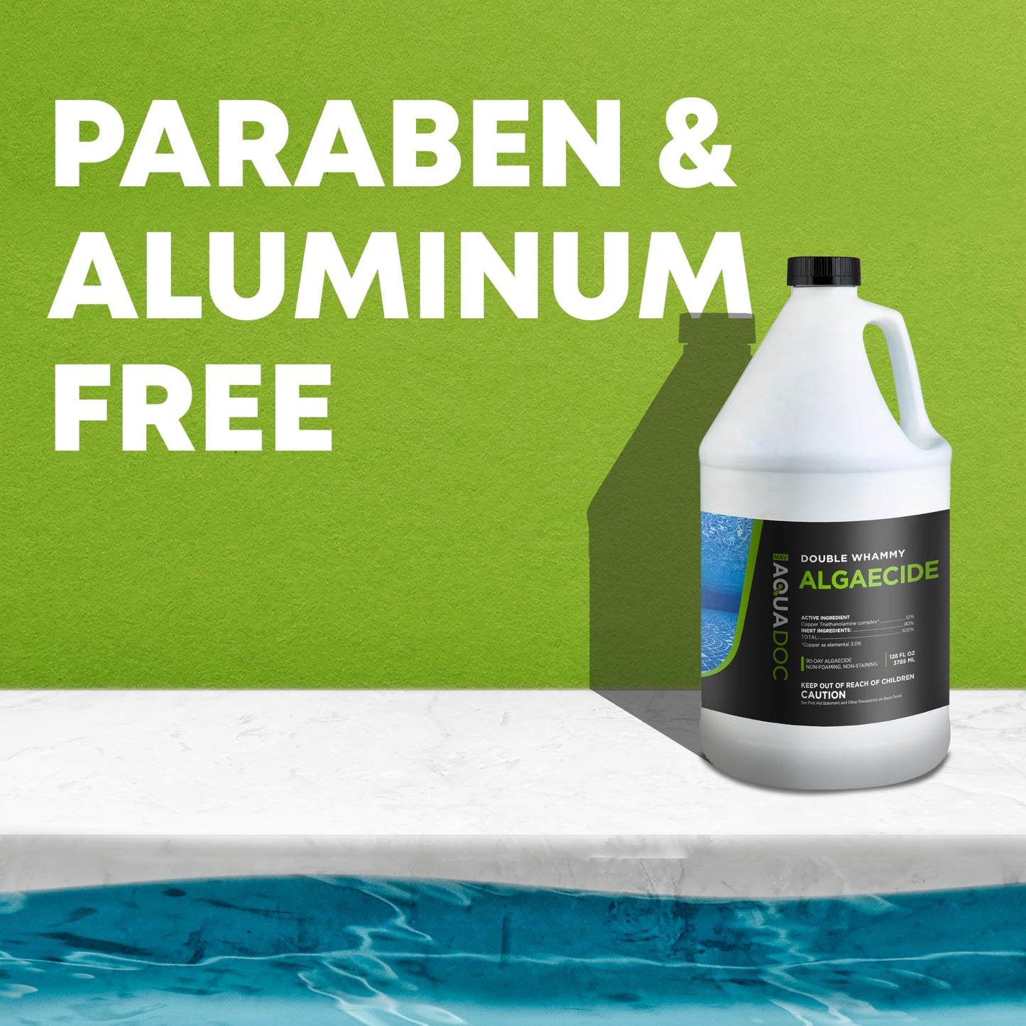 Copper Pool Algaecide for Swimming Pools - 128 oz - 90 Day Algaecide for Inground & Above Ground Pools, Helps Prevent & Remove Green, Mustard, Black Algae - AquaDoc