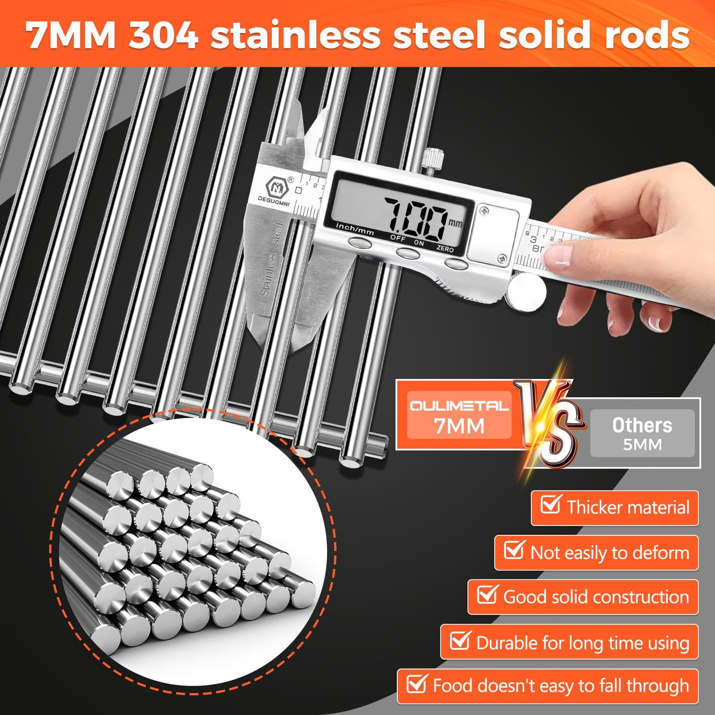 QuliMetal SUS304 Grill Grates for Weber Spirit E-310 and GS4 Spirit II 300 Series, Spirit 700, Genesis Silver B & C, Genesis Gold B & C, Genesis Platinum B & C, Genesis 1000-3500