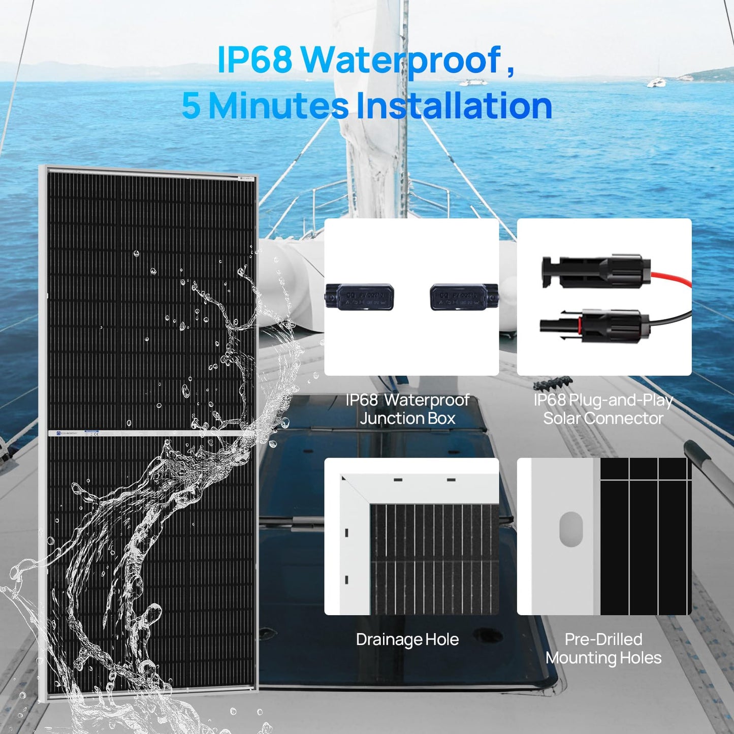 ECO-WORTHY N-Type 18BB Bifacial Solar Panels, 2PCS 195W 12 Volt Monocrystalline Solar Panel with 25% High Conversion Efficiency, Ideal for RV, Boat, Roof, Farm,Home & Off-Grid Applications
