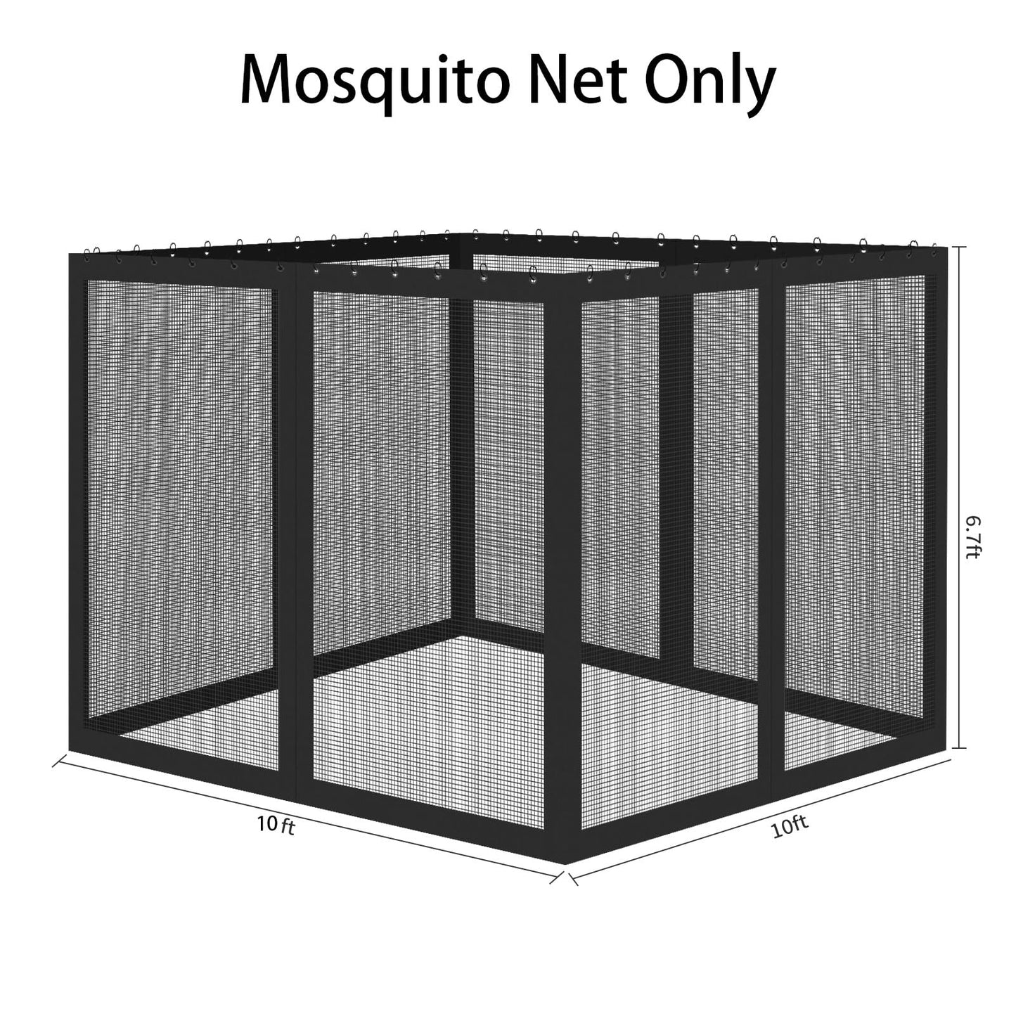 Gazebo Universal Replacement Mosquito Netting, Outdoor Mesh Netting Screen 4-Panel Sidewall with Zipper for Patio, Canopy, Garden and Backyard, Black, 10' x 10'